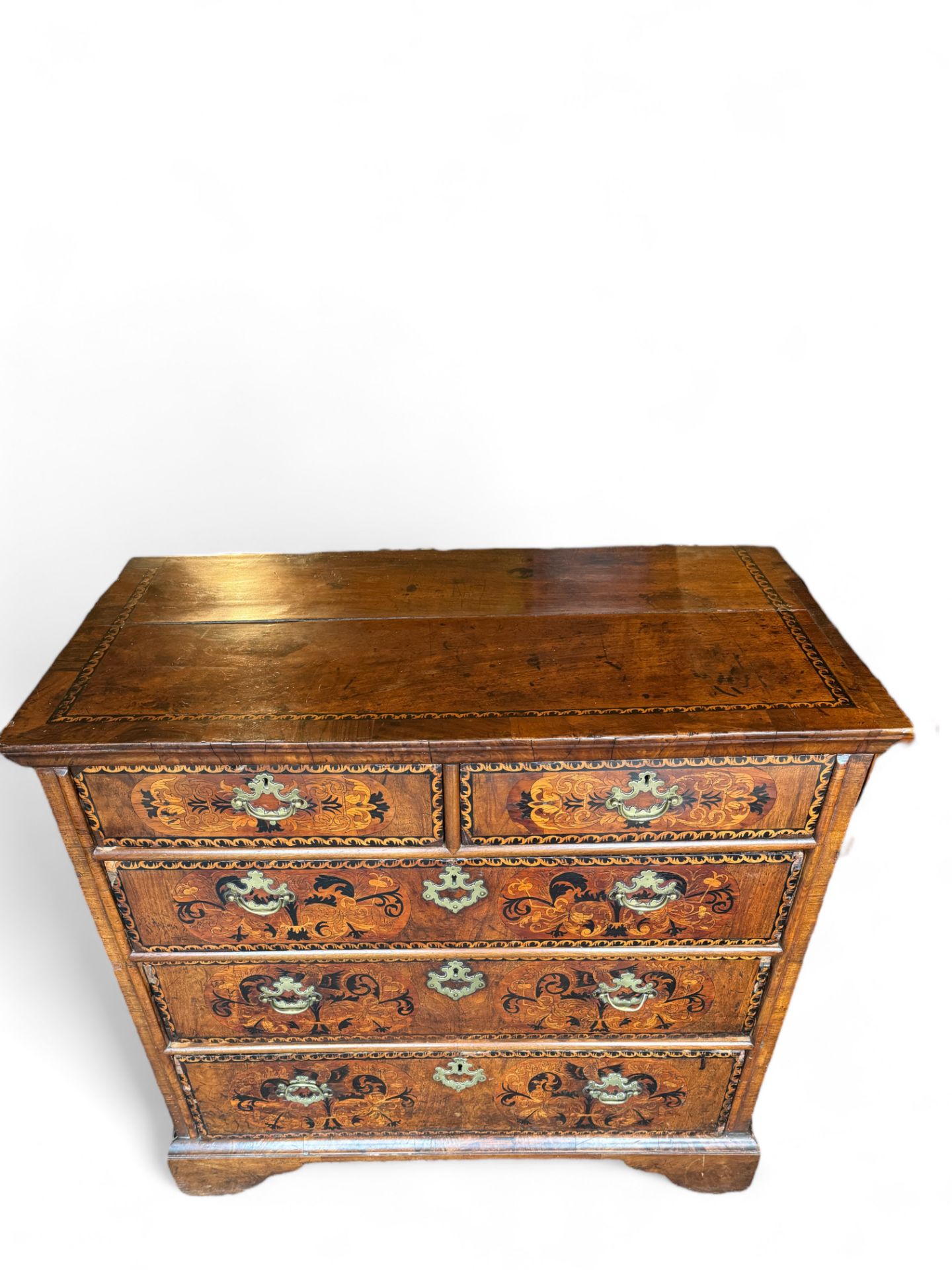 A William and Mary walnut, oak, sycamore and ebony marquetry chest - Image 6 of 6