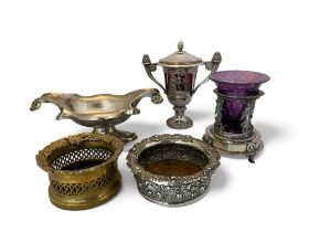 A group of silver and silver plated items