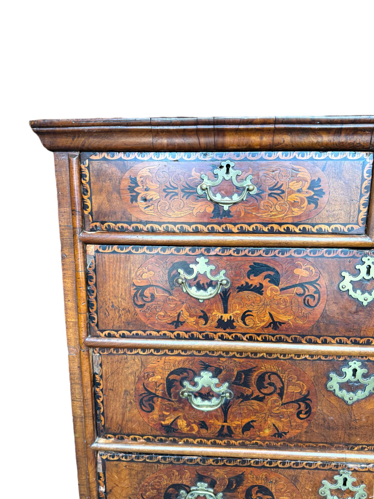 A William and Mary walnut, oak, sycamore and ebony marquetry chest - Image 2 of 6