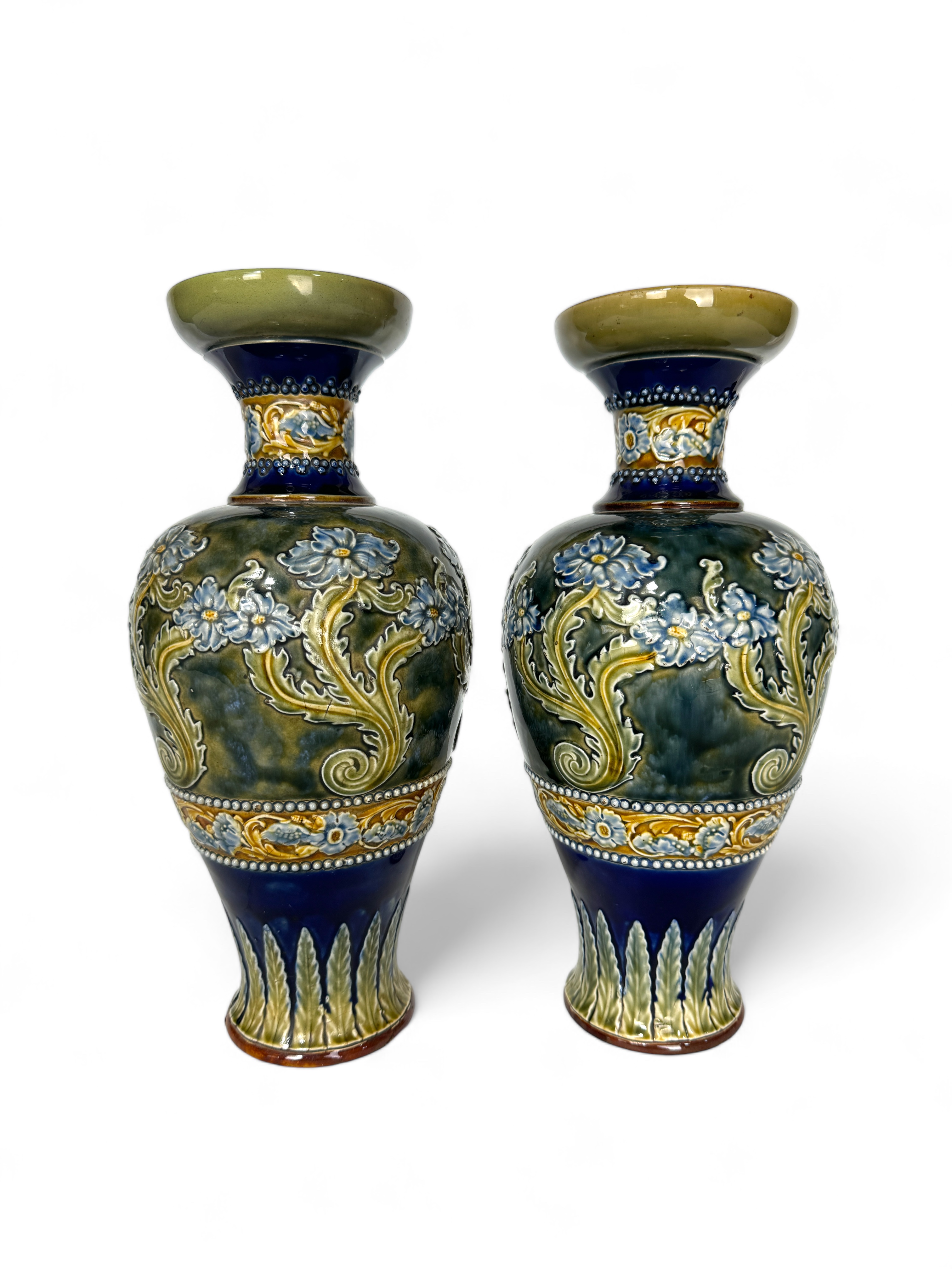 A pair of Royal Doulton Art Nouveau baluster vases, circa 1900