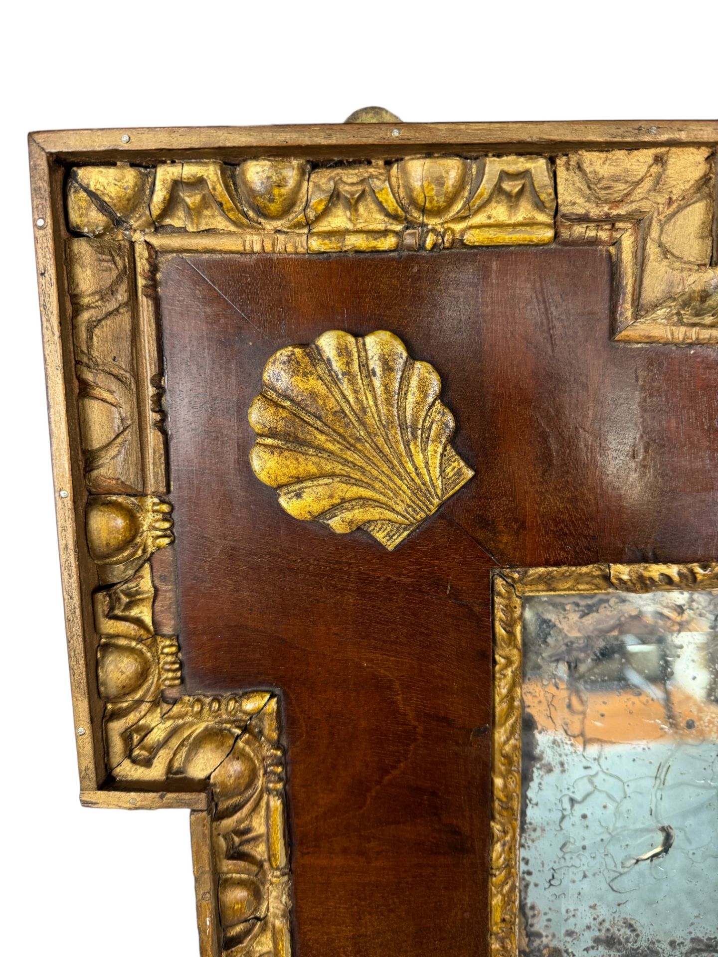 A George II style mahogany and parcel gilt triple plate landscape mirror - Image 3 of 6