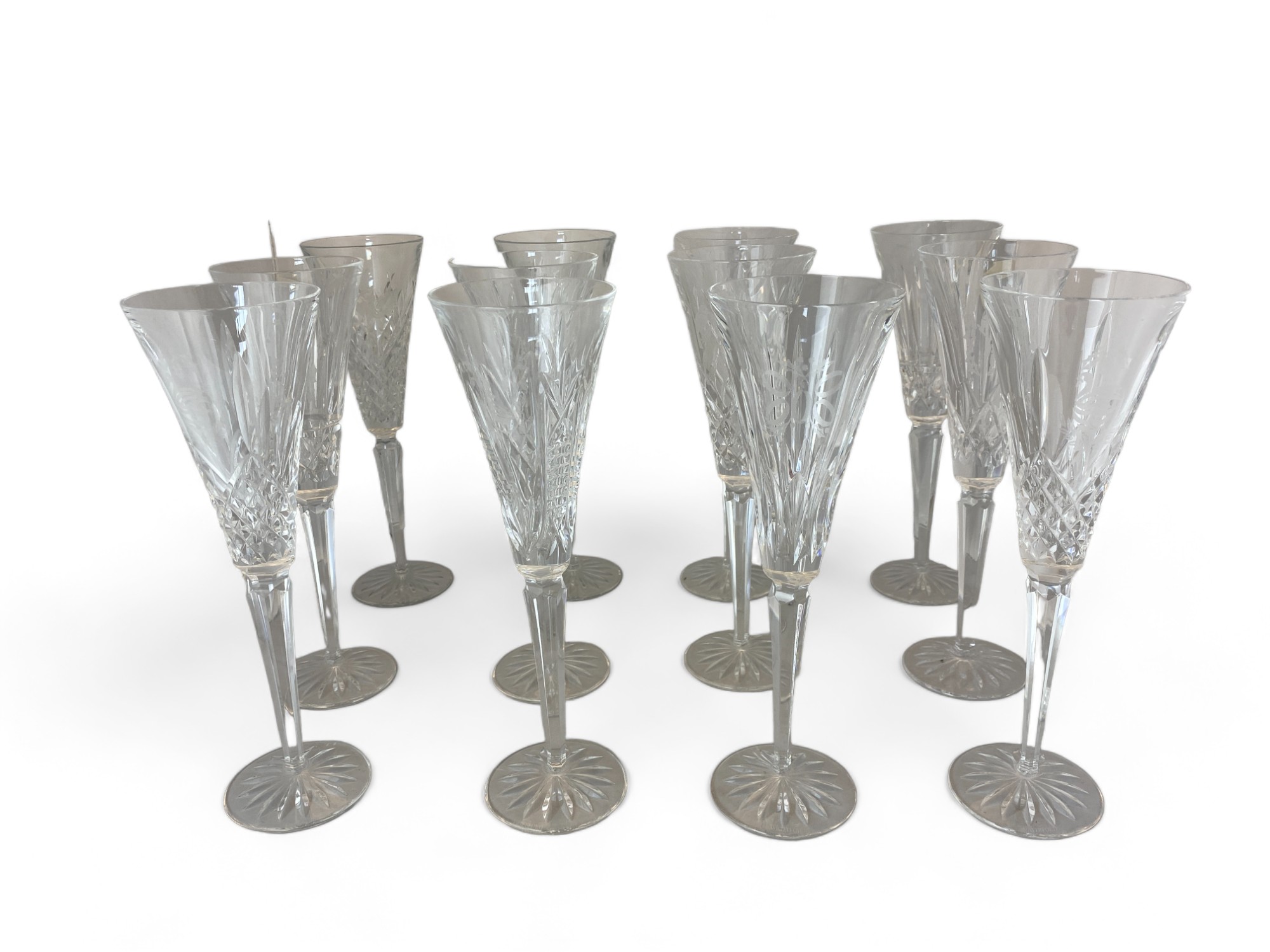 A set of nineteen Waterford Crystal cut glass champagne flutes / glasses - Image 3 of 5