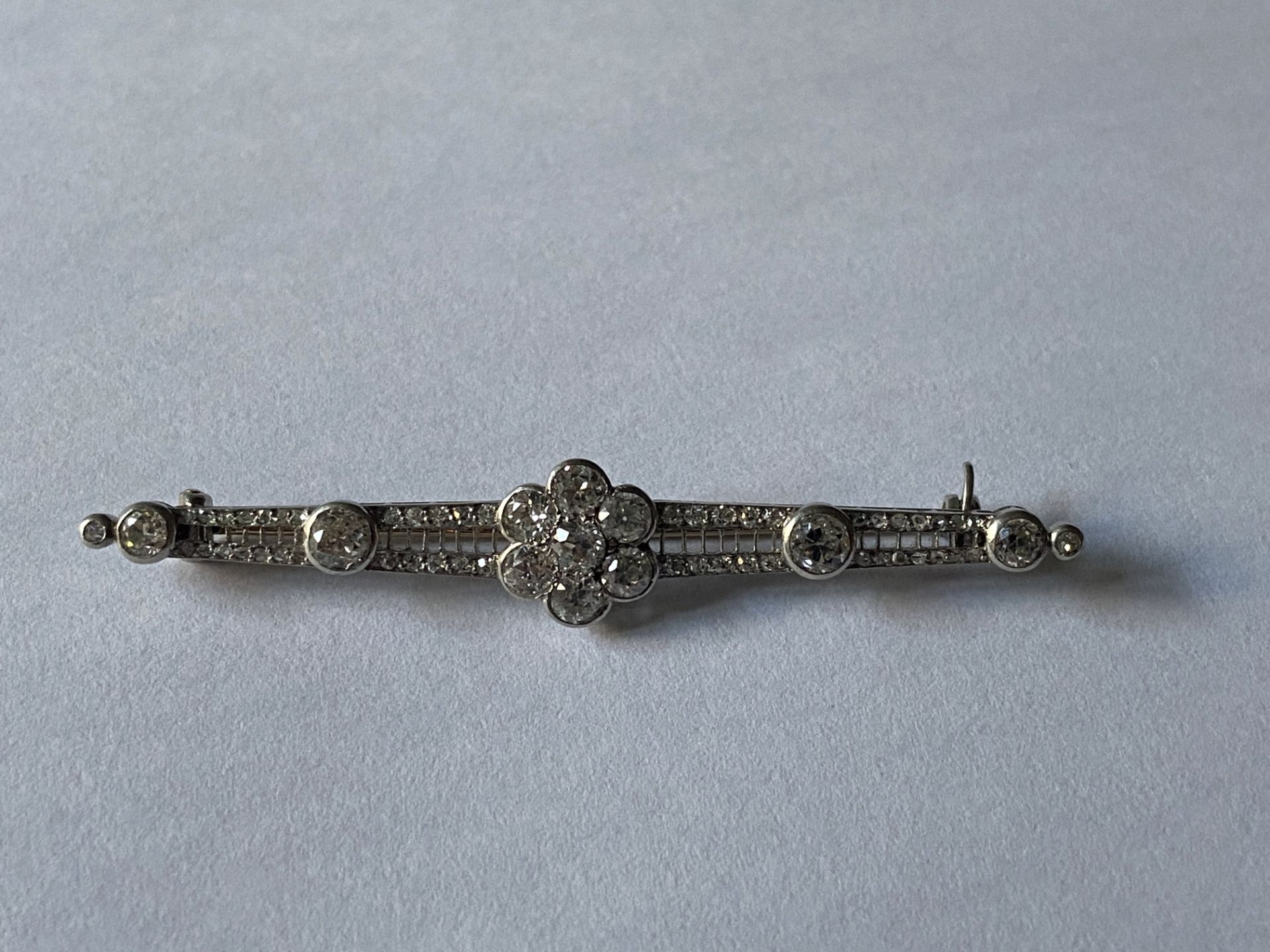 An Edwardian diamond cluster bar brooch - Image 9 of 9
