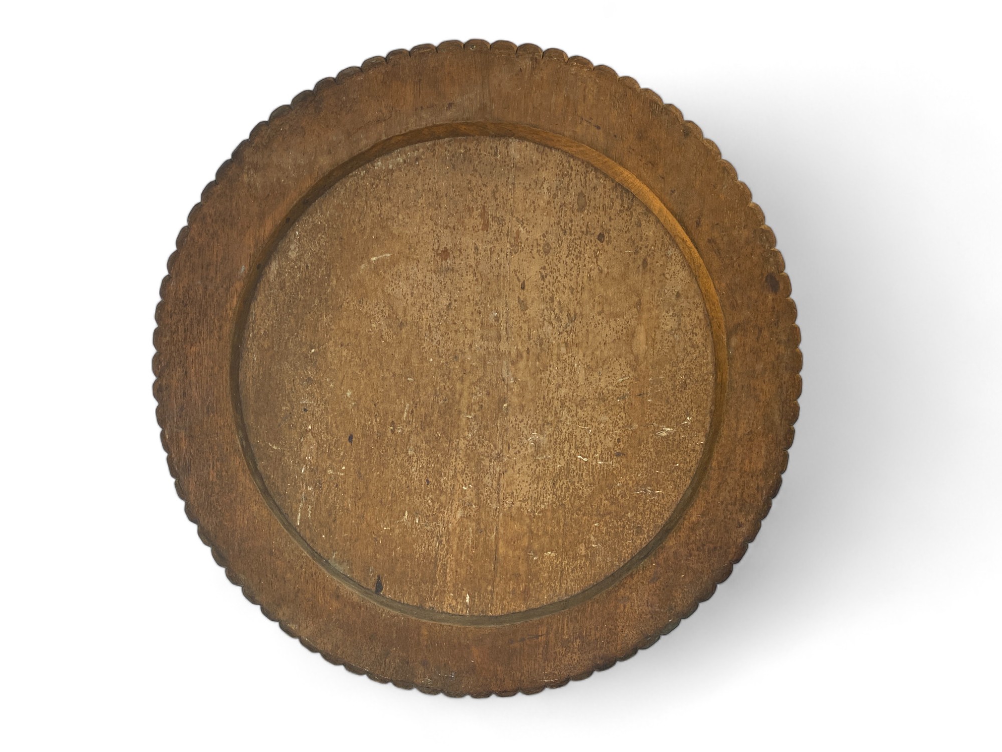 An early 20th century carved Burmese dinner gong, a Burmese large carved hardwood circular tray and - Image 13 of 13