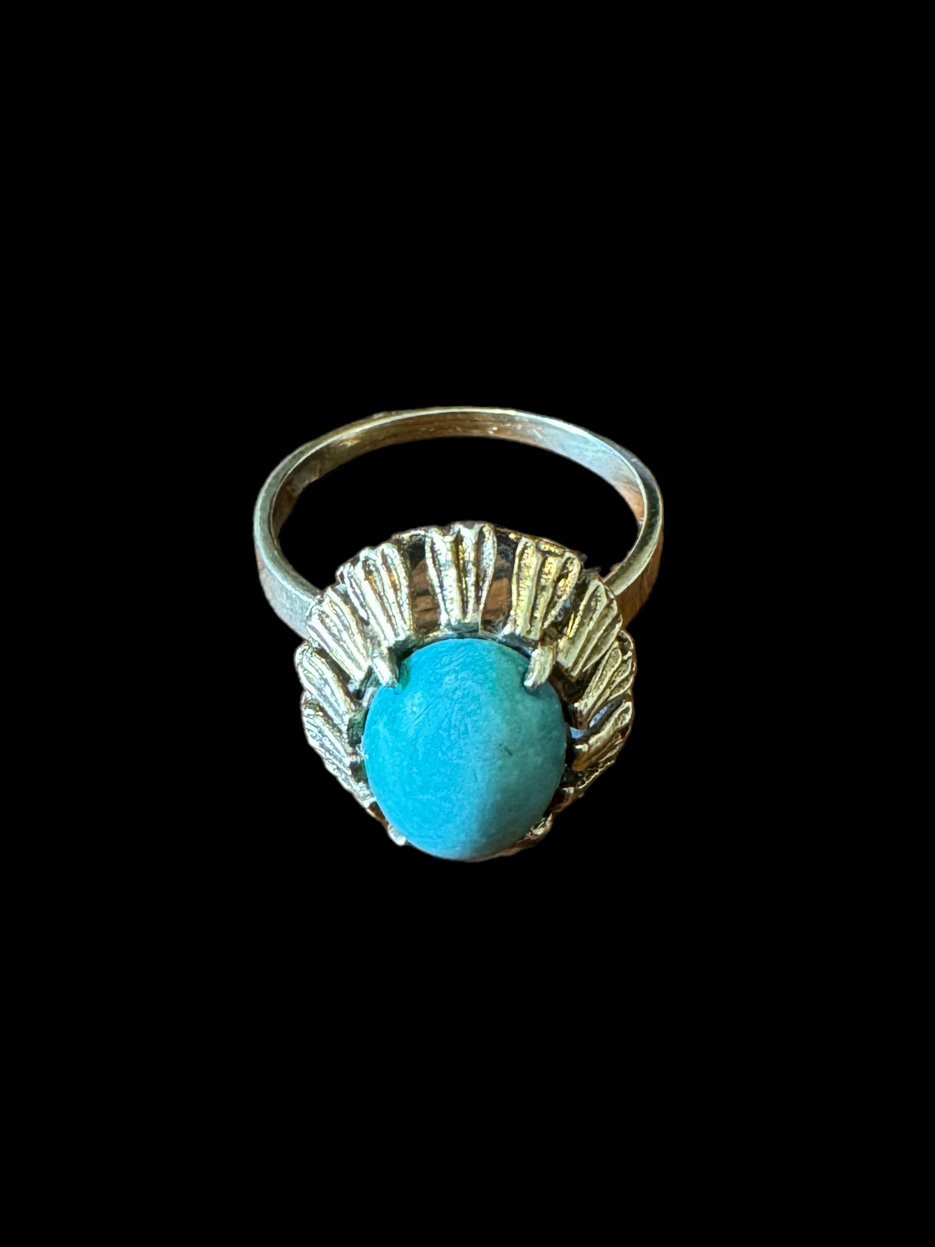 Two turquoise and yellow metal rings - Image 2 of 4