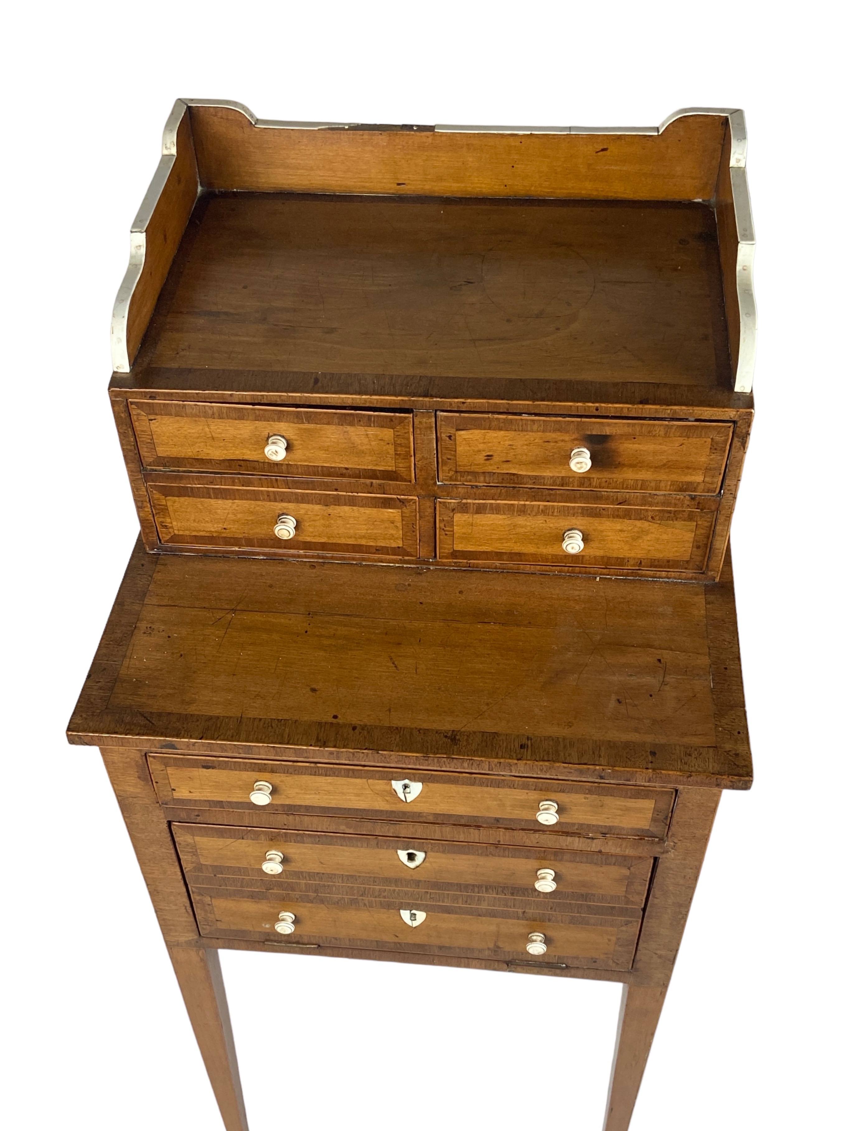 A George III satinwood, rosewood crossbanded and bone banded work table - Image 5 of 11