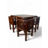 A 1930's Art Deco teak Collingwood design garden set of table and chairs by Castle's of London proba