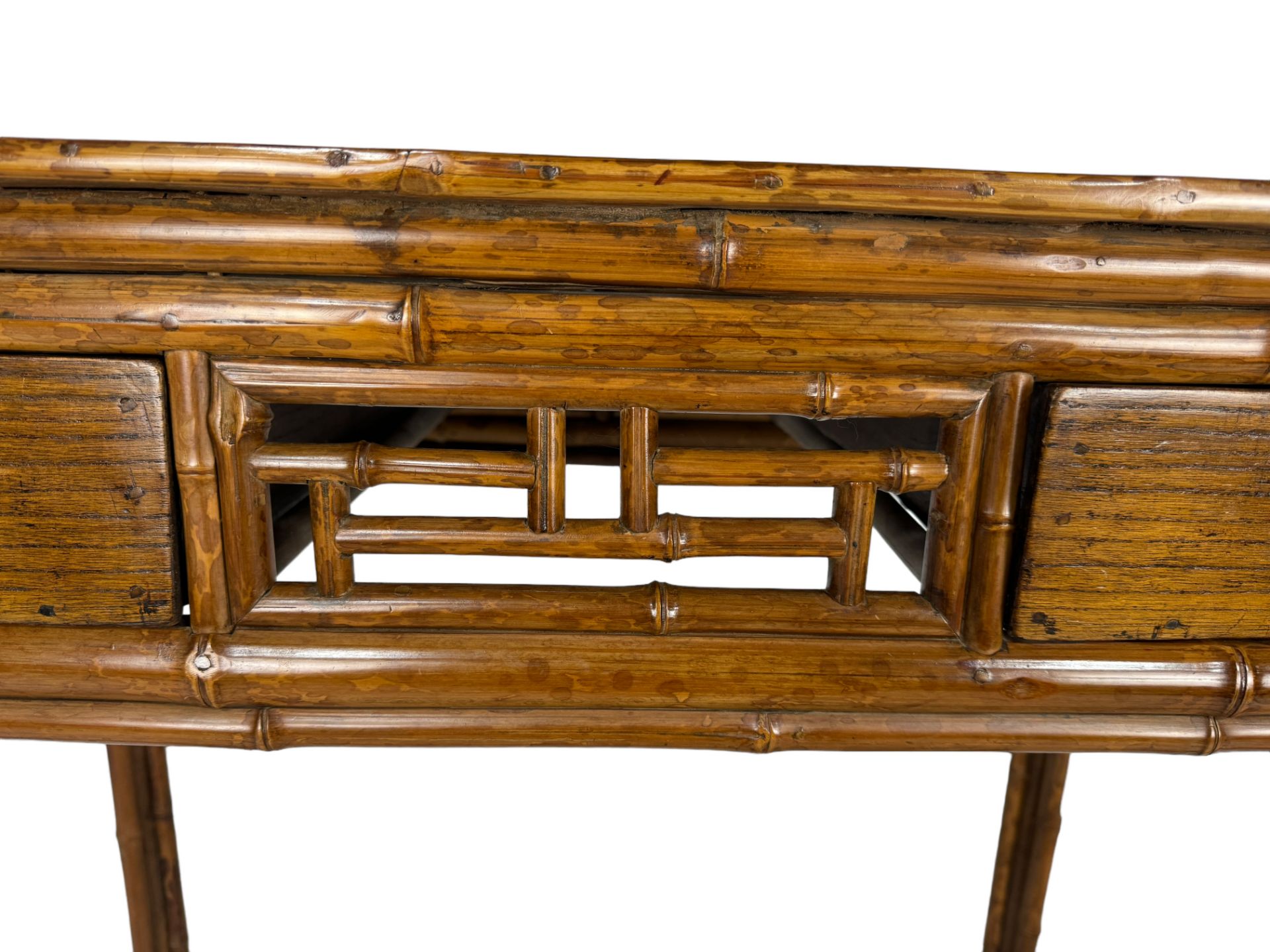 A 19th century Chinese elm and bamboo table - Image 4 of 6