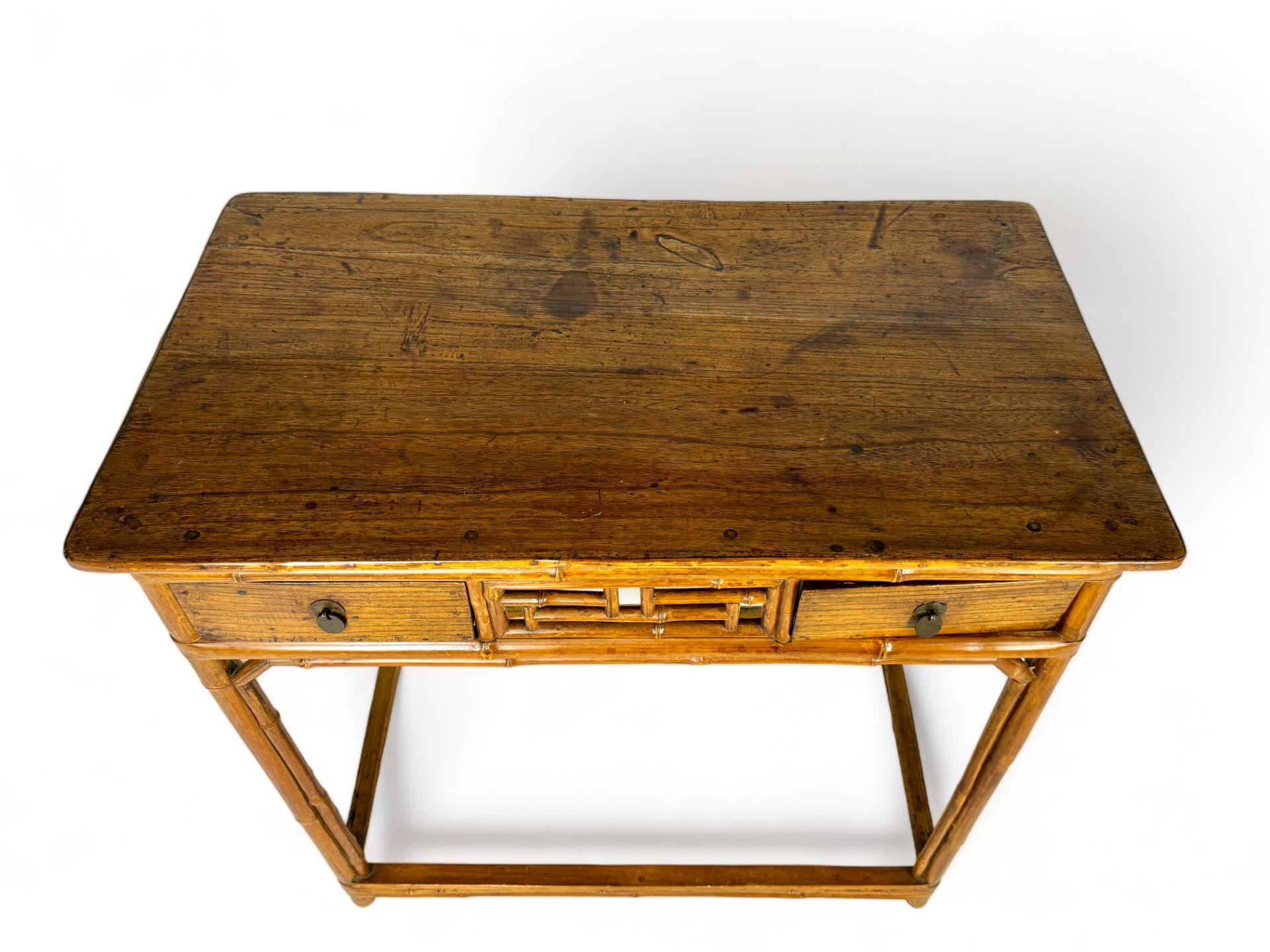A 19th century Chinese elm and bamboo table - Image 6 of 6