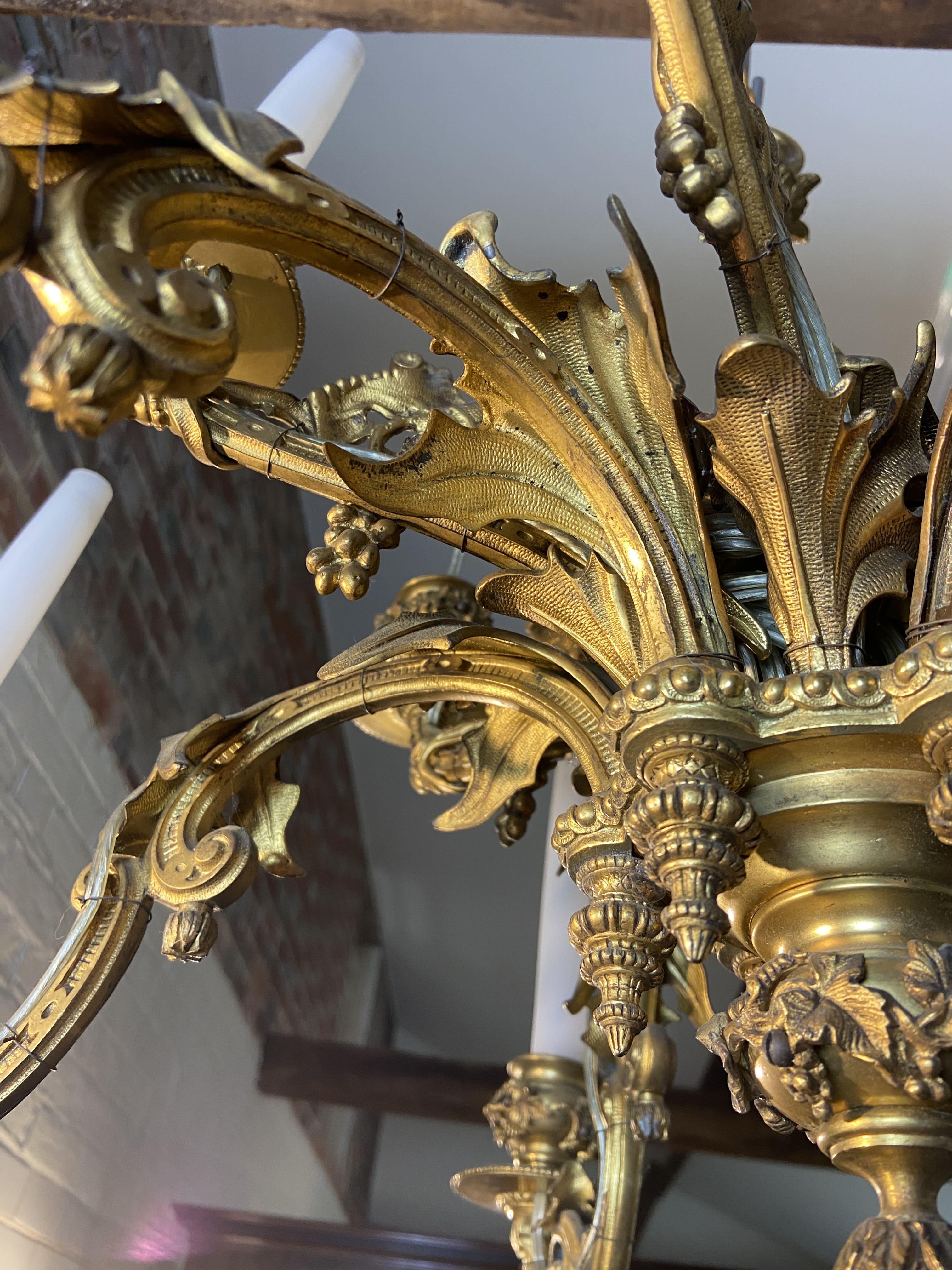 A 19th century French gilt bronze ten light chandelier - Image 2 of 7