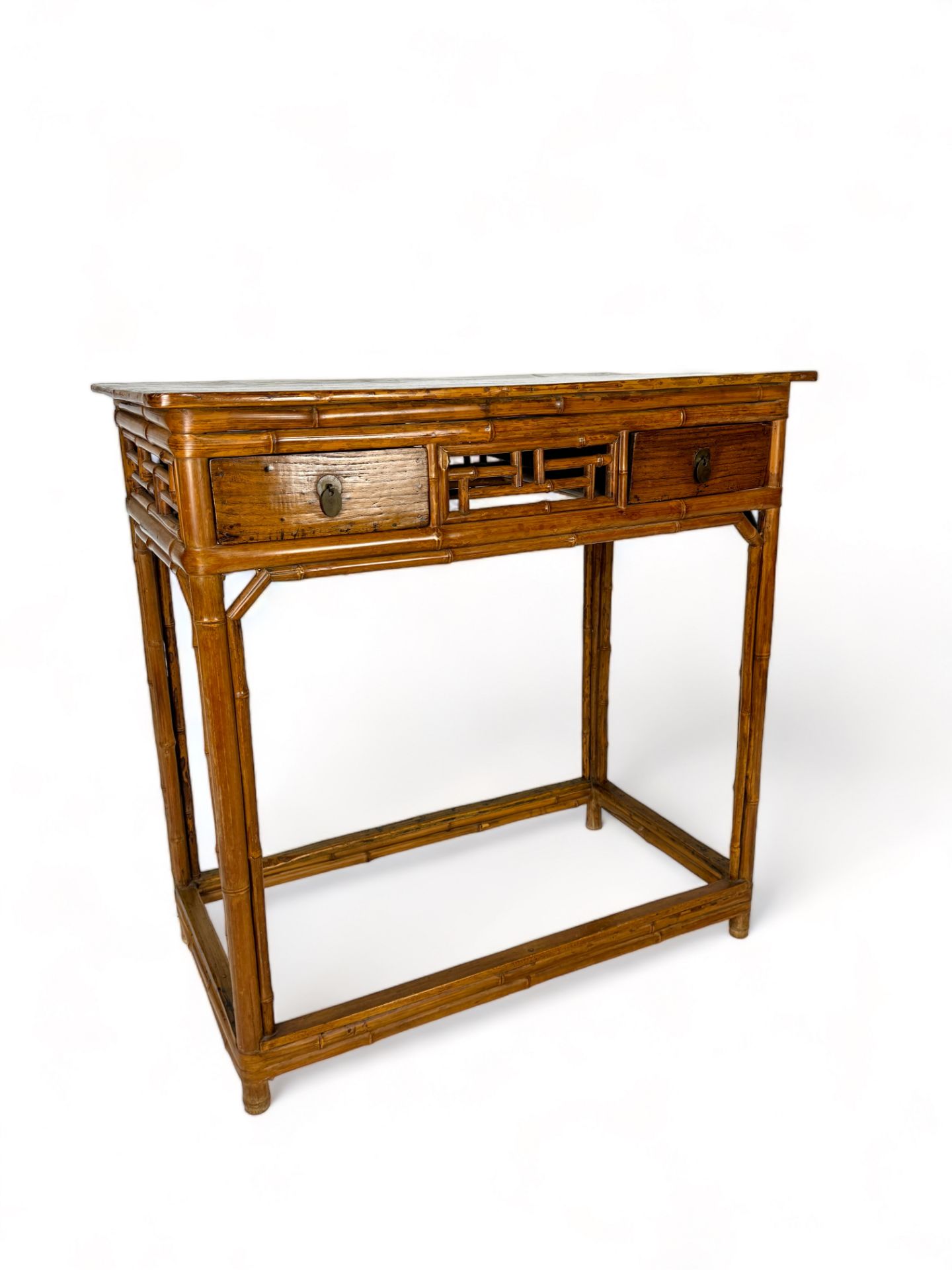 A 19th century Chinese elm and bamboo table - Image 5 of 6