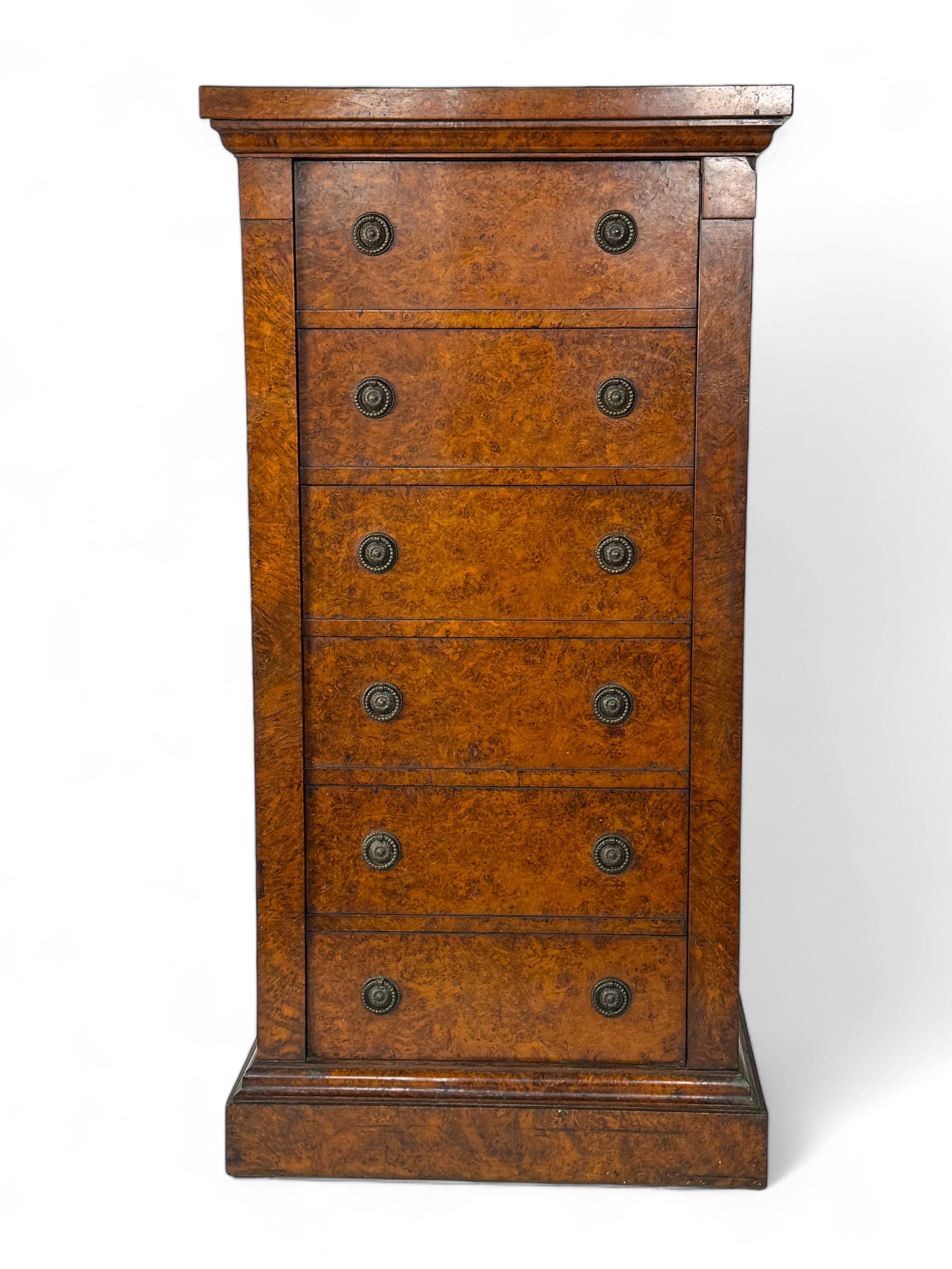 A George IV burr elm wellington chest