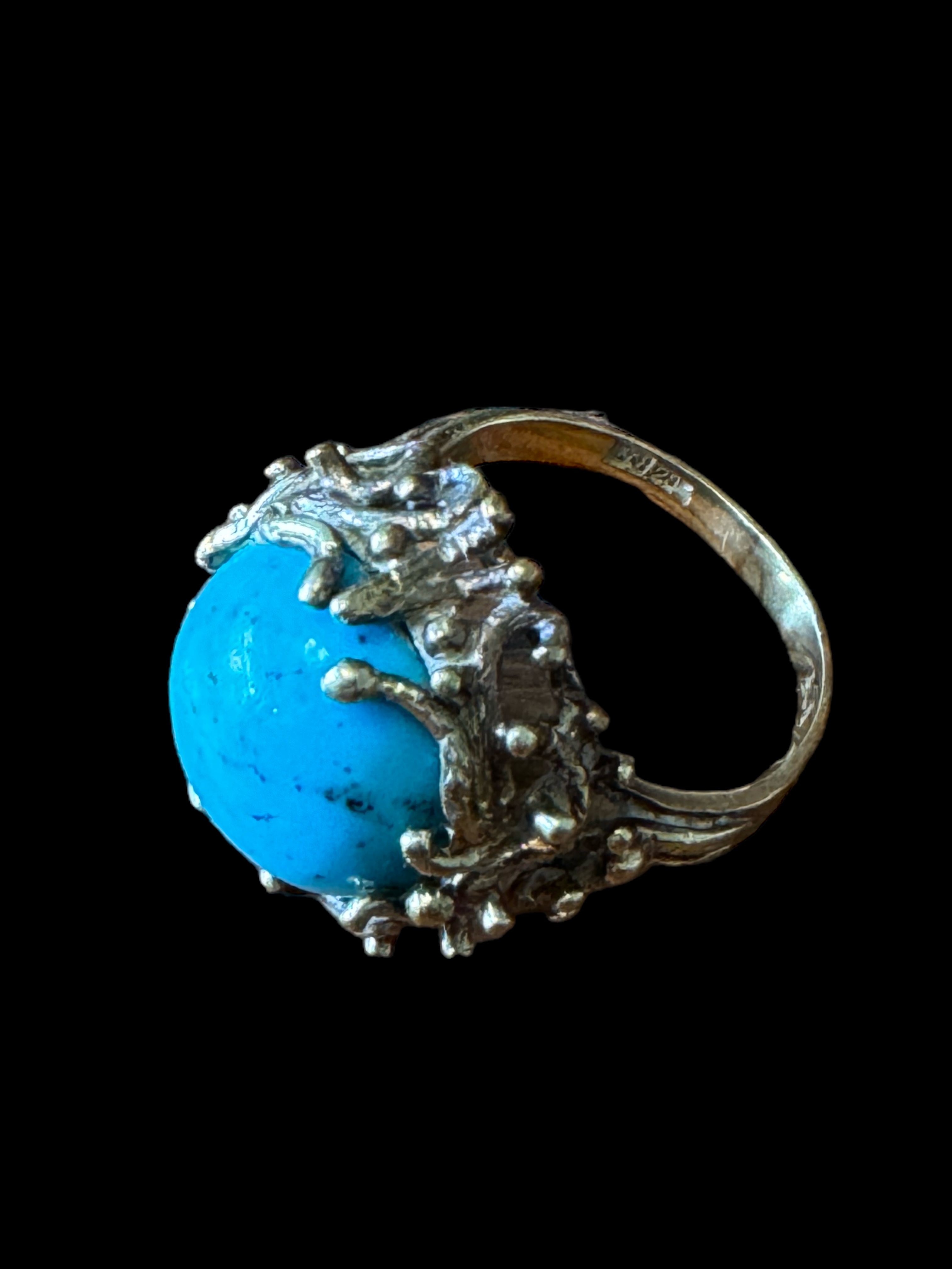 Two turquoise and yellow metal rings - Image 3 of 4