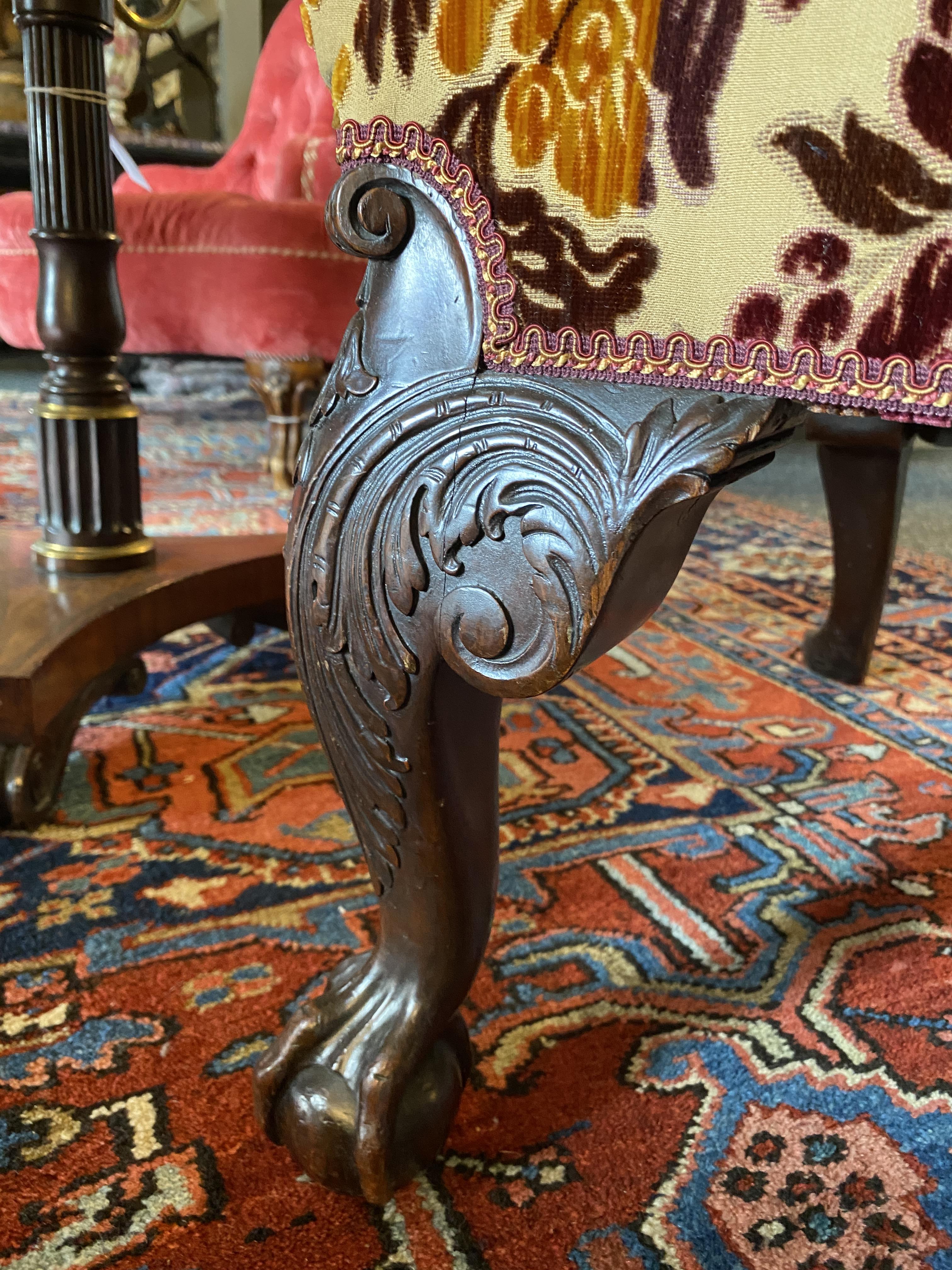 A George II style carved mahogany wing arm chair - Image 10 of 22