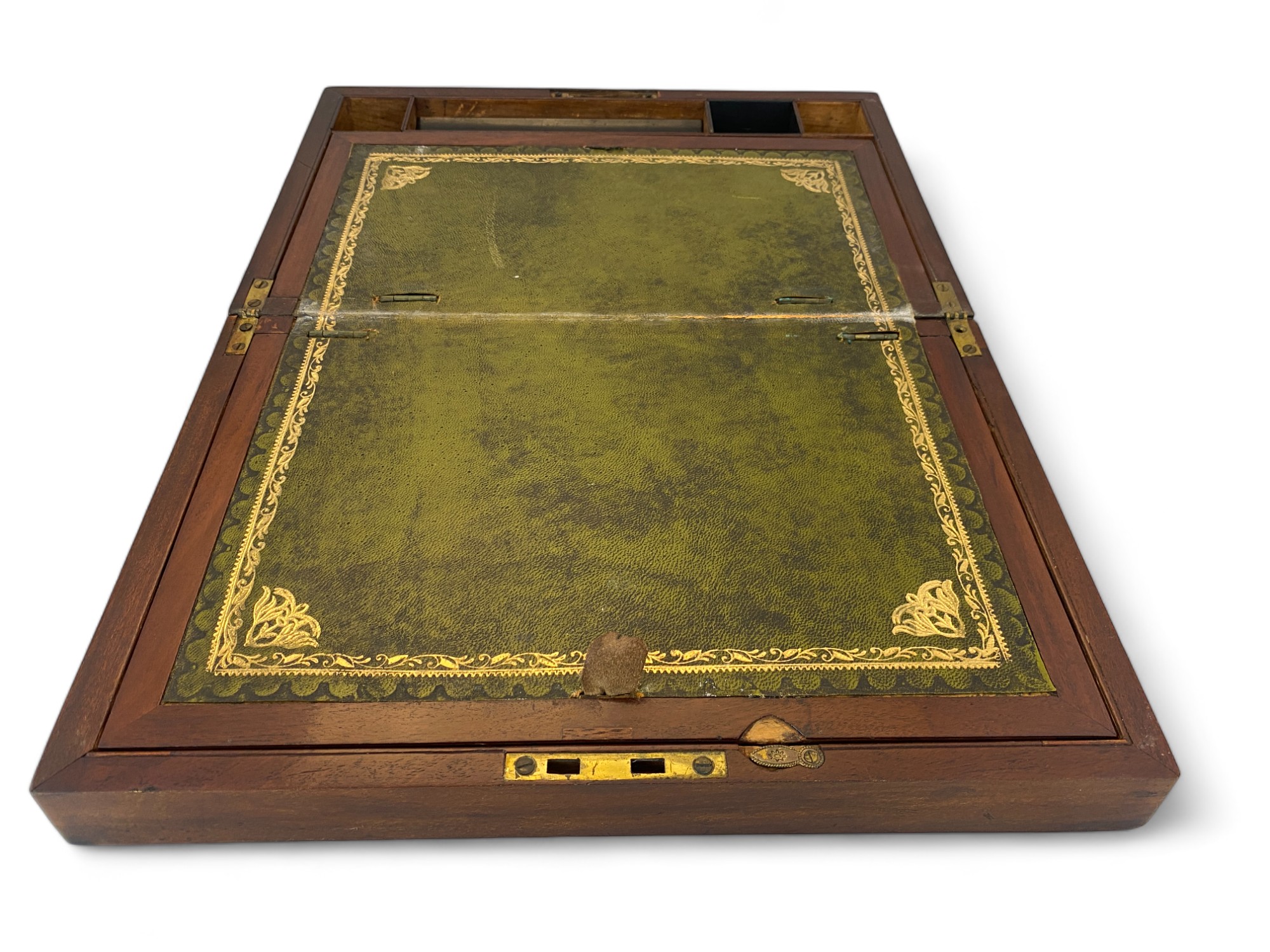 A 19th century mahogany writing slope, a mahogany workbox and an Art Nouveau box - Image 3 of 19