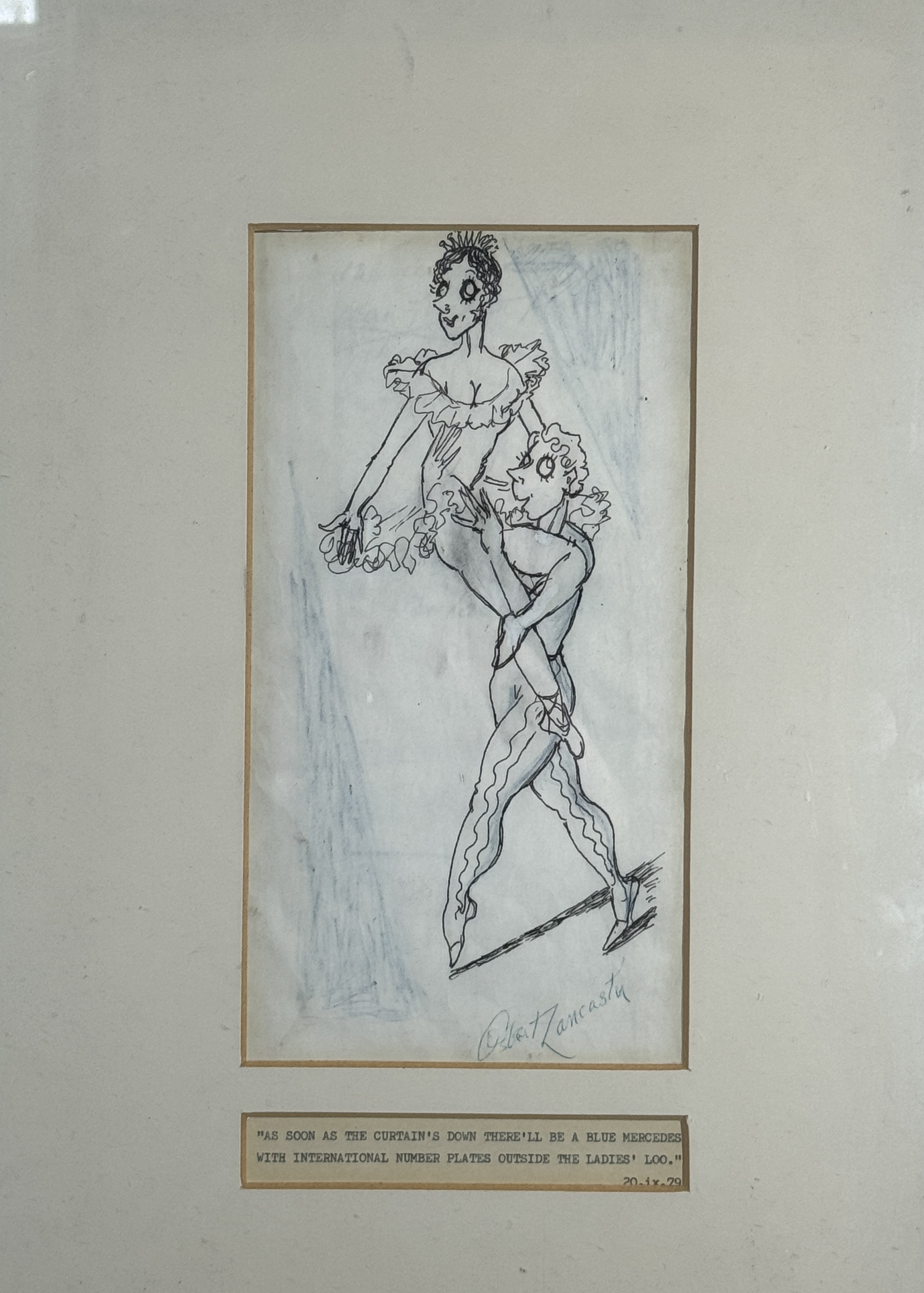 Sir Osbert Lancaster CBE (British, 1908-1986) Pen and ink cartoon of a pair of ballet dancers - Image 5 of 8