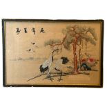 Chinese School, First half 20th century A silk embroidery panel of a pair of herons