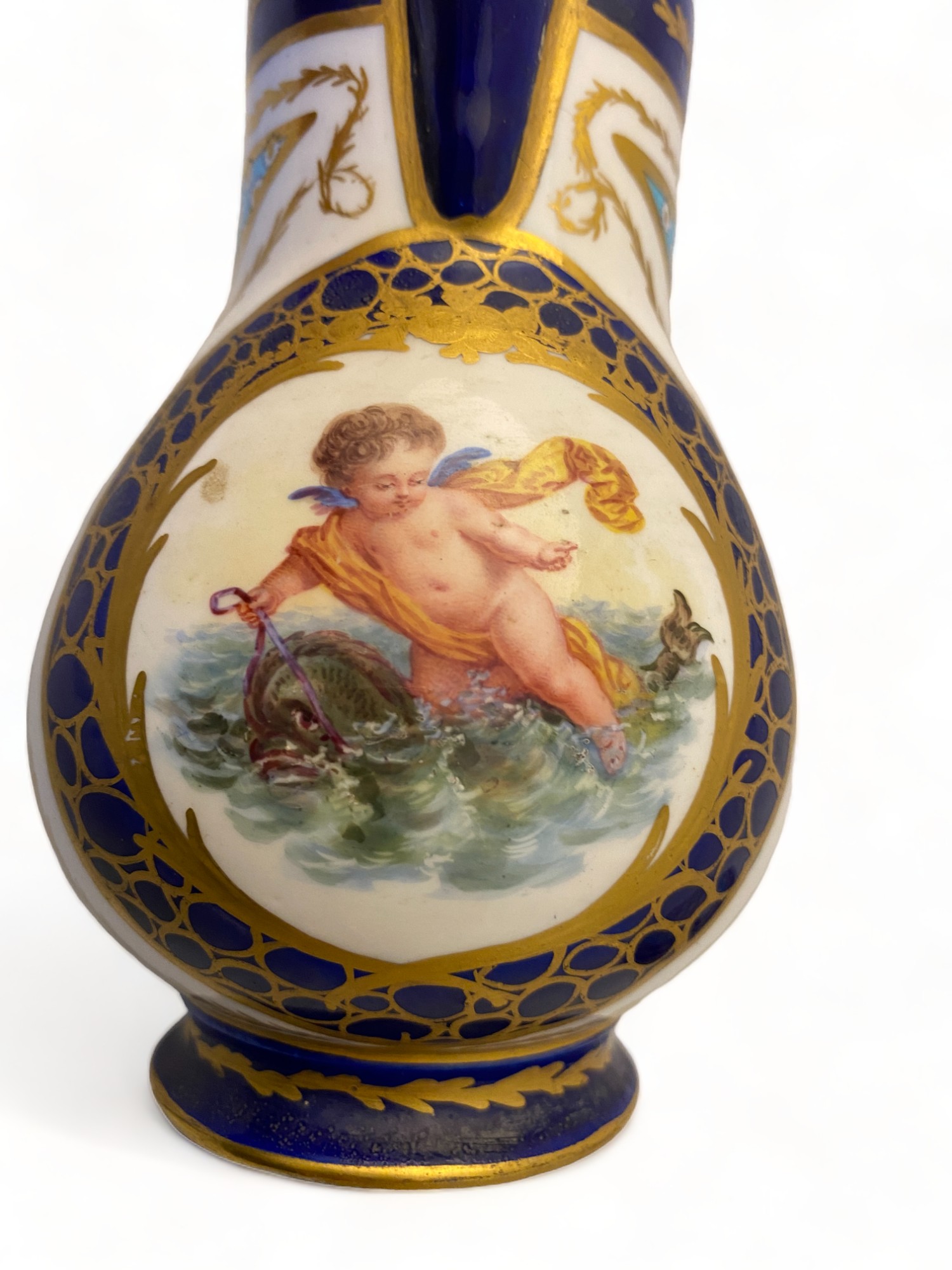 A Sèvres bleu céleste water jug and cover (pot a l'eau, fourth size), 18th century - Image 8 of 9