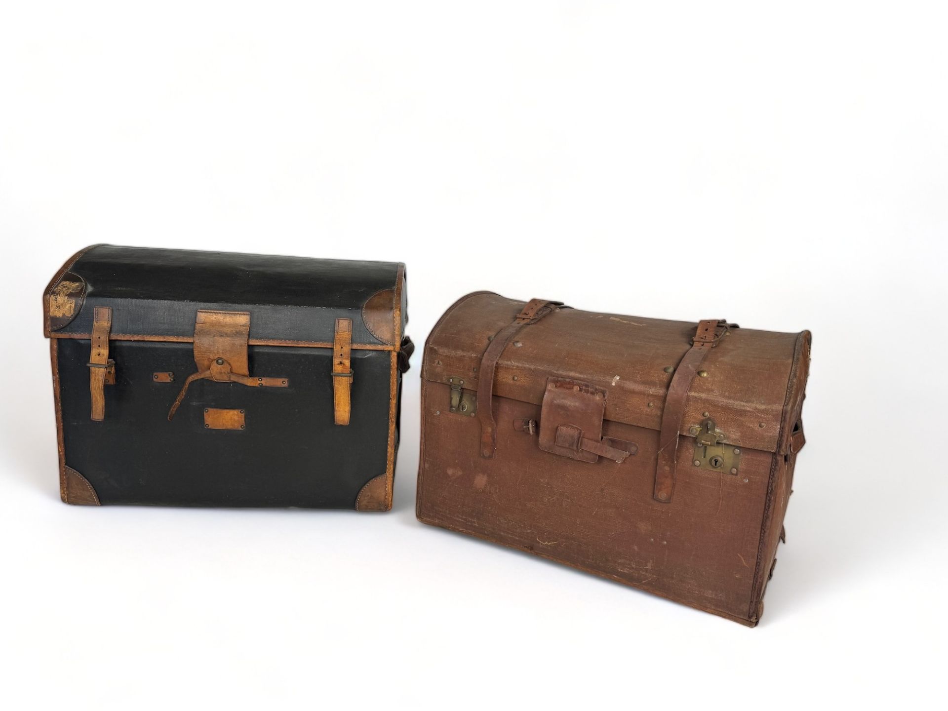 Two 19th century domed top travelling trunks