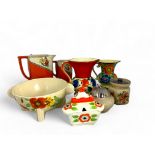 A collection of bold Art Deco ceramics, various factories