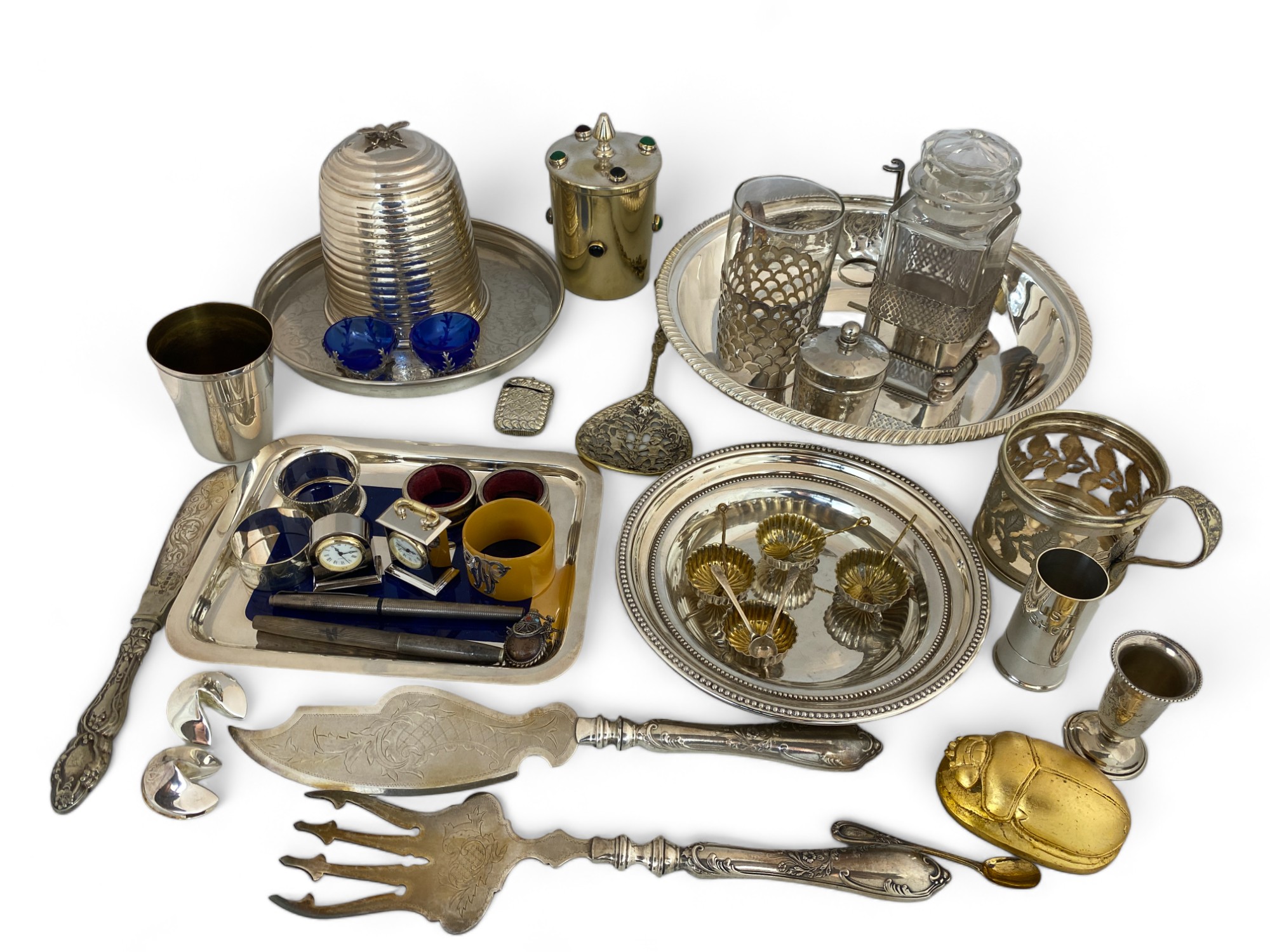 A group lot of silver plate and objects de vertu
