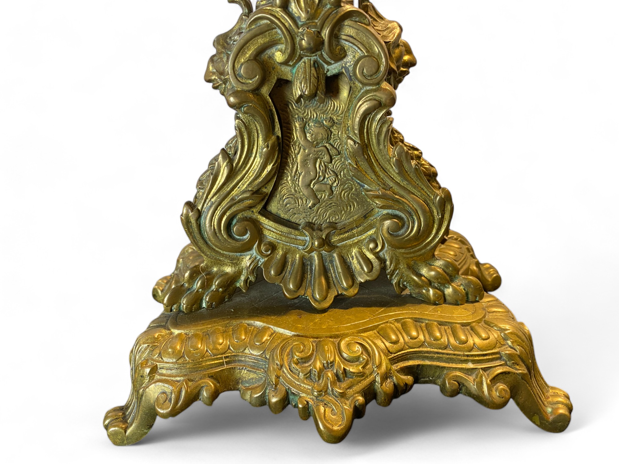 A pair of late 19th century Louis XIV style gilt metal six light candelabra - Image 4 of 9