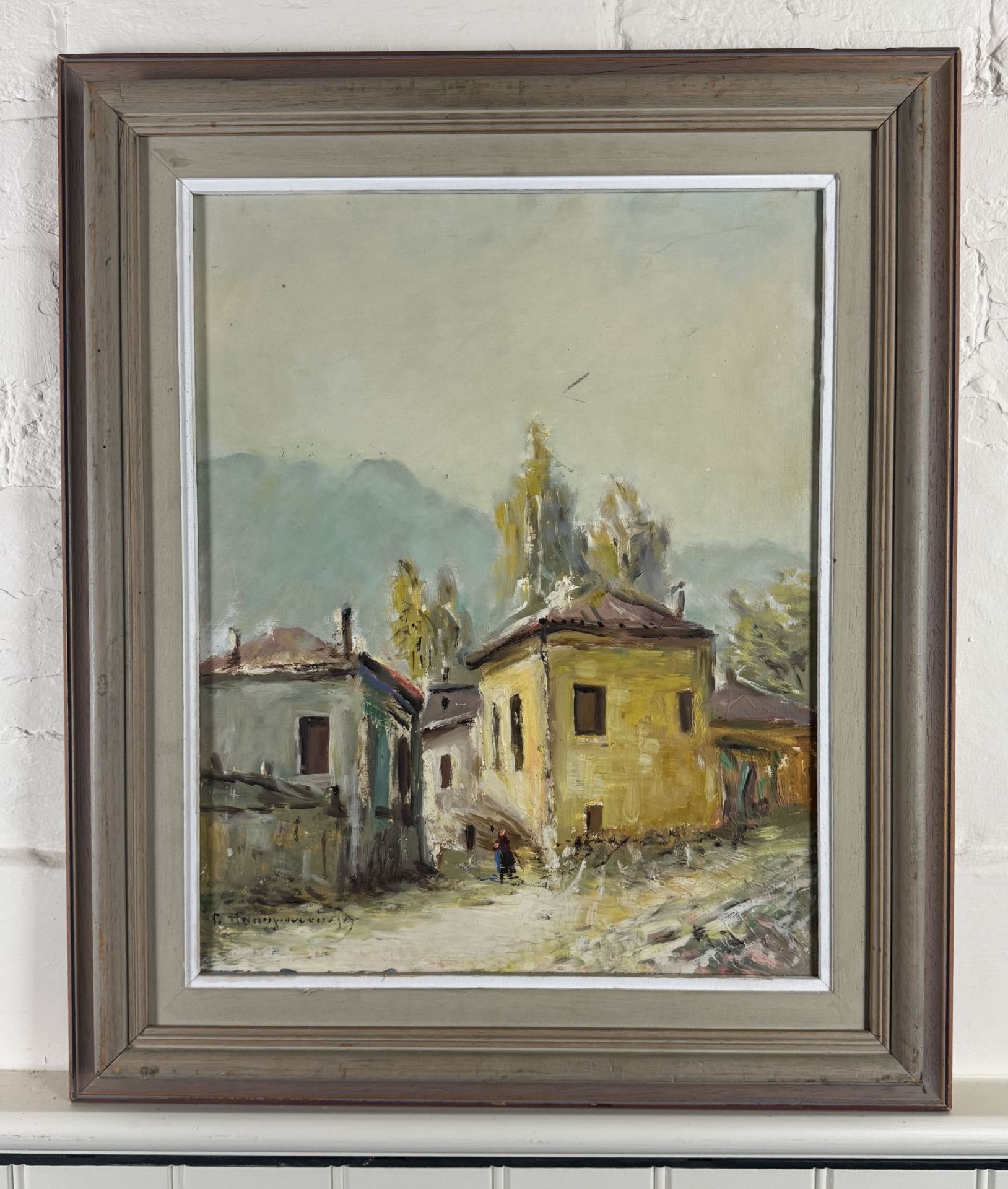 20th century Continental School, Mediterranean village scene and two other pictures