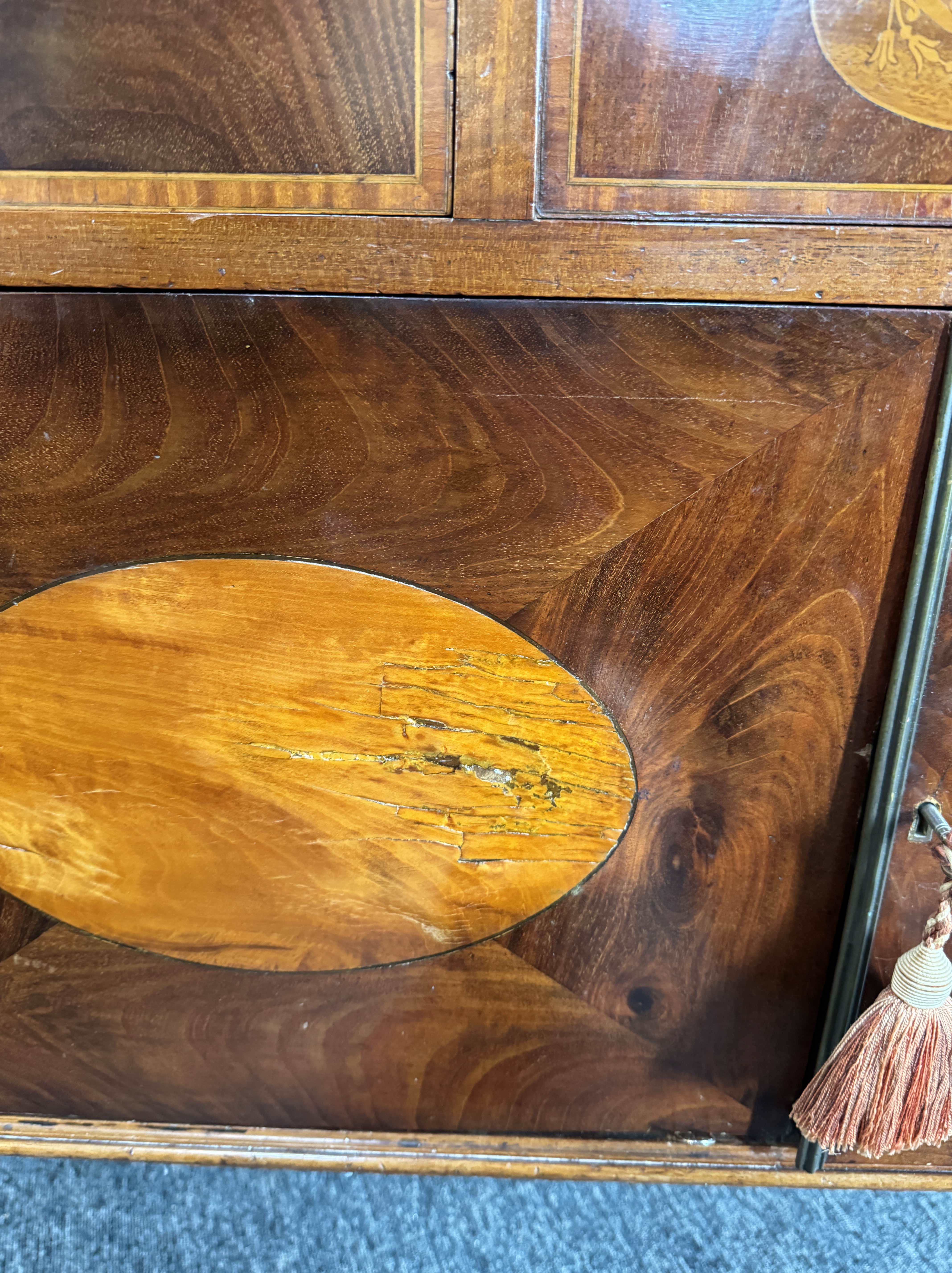 A 19th century mahogany and satinwood crossbanded marquetry sideboard in the George III style - Image 4 of 5