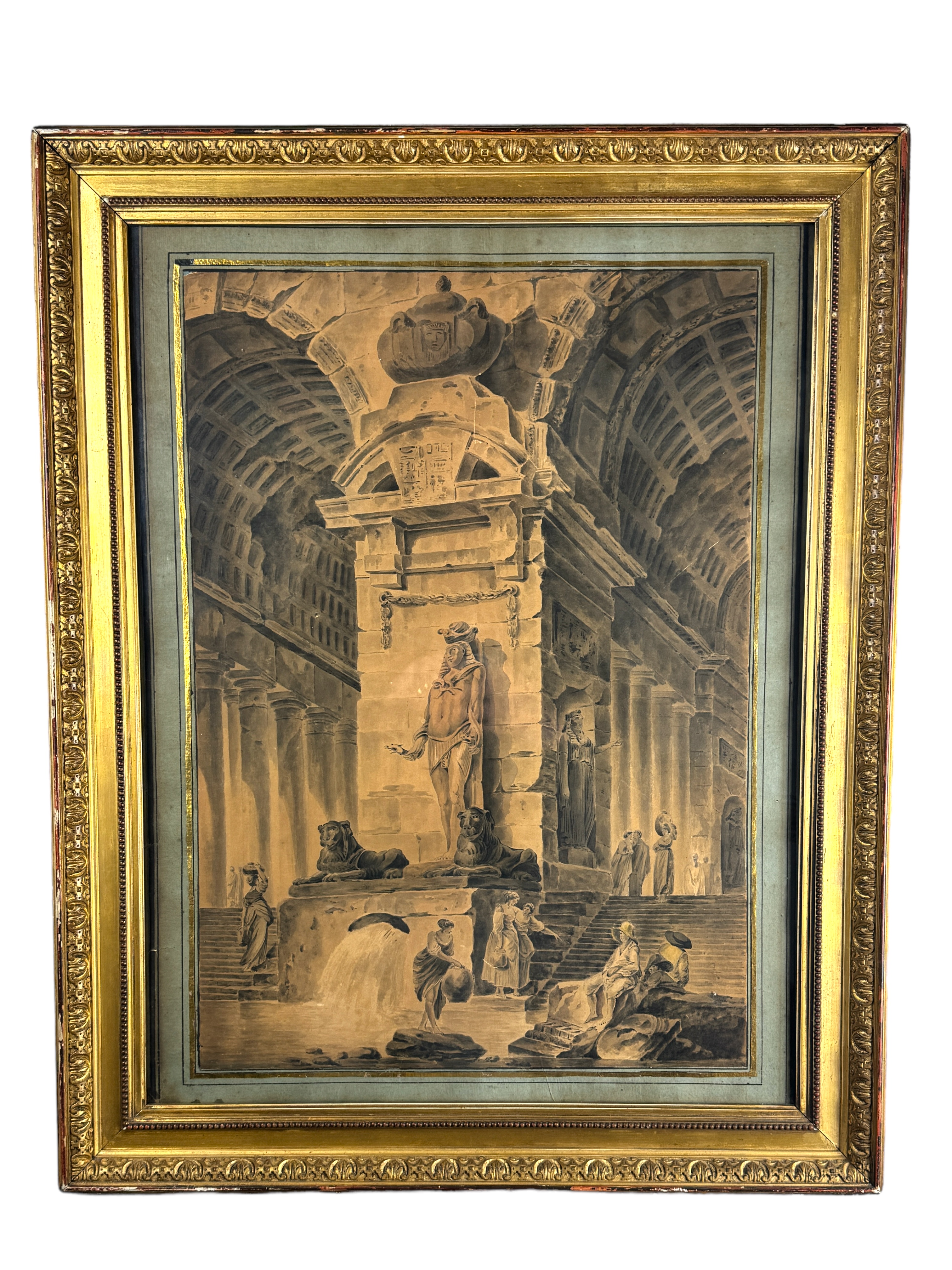 Early 19th century Italian School, Temple interior scene