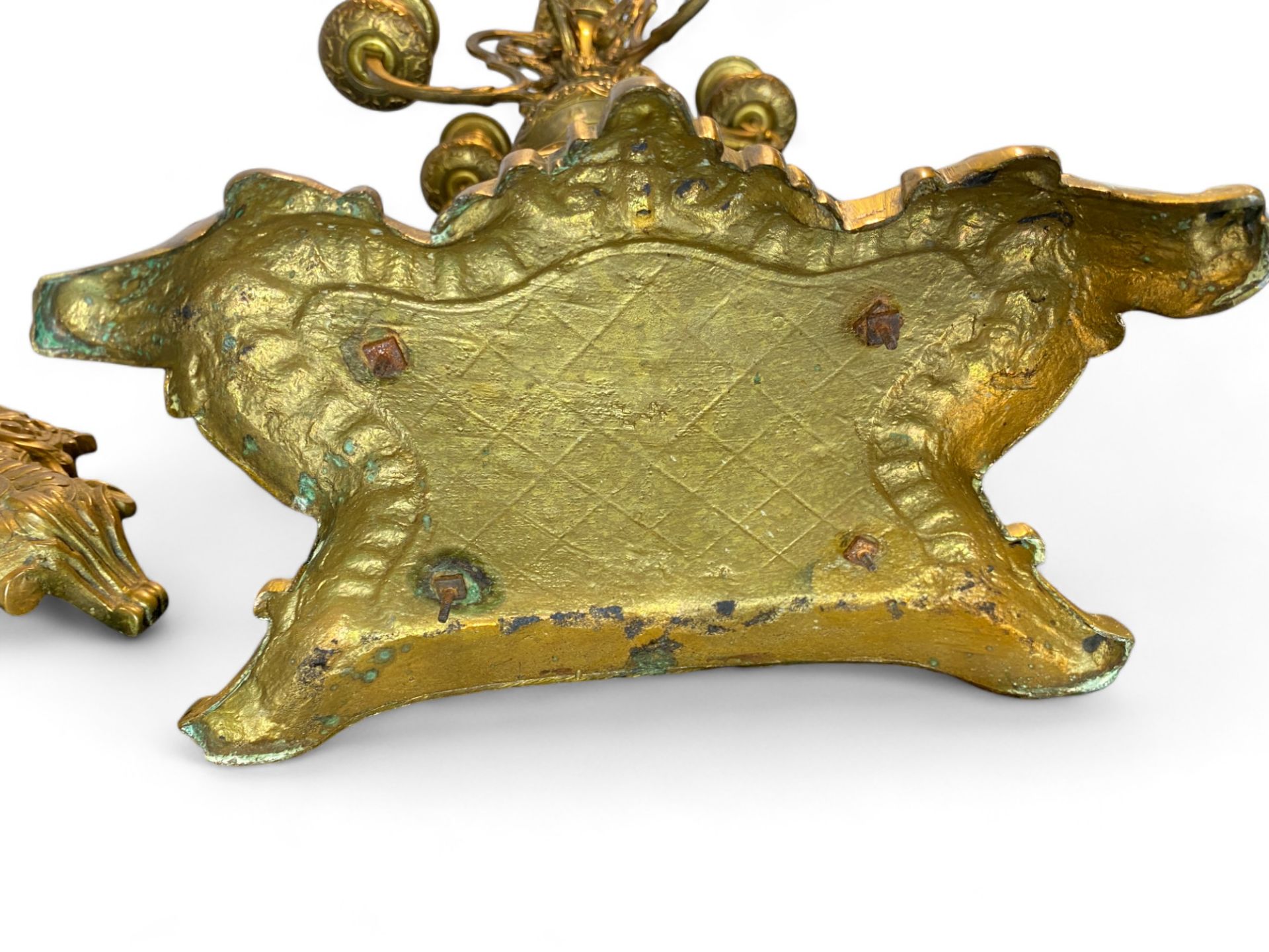 A pair of late 19th century Louis XIV style gilt metal six light candelabra - Image 9 of 9