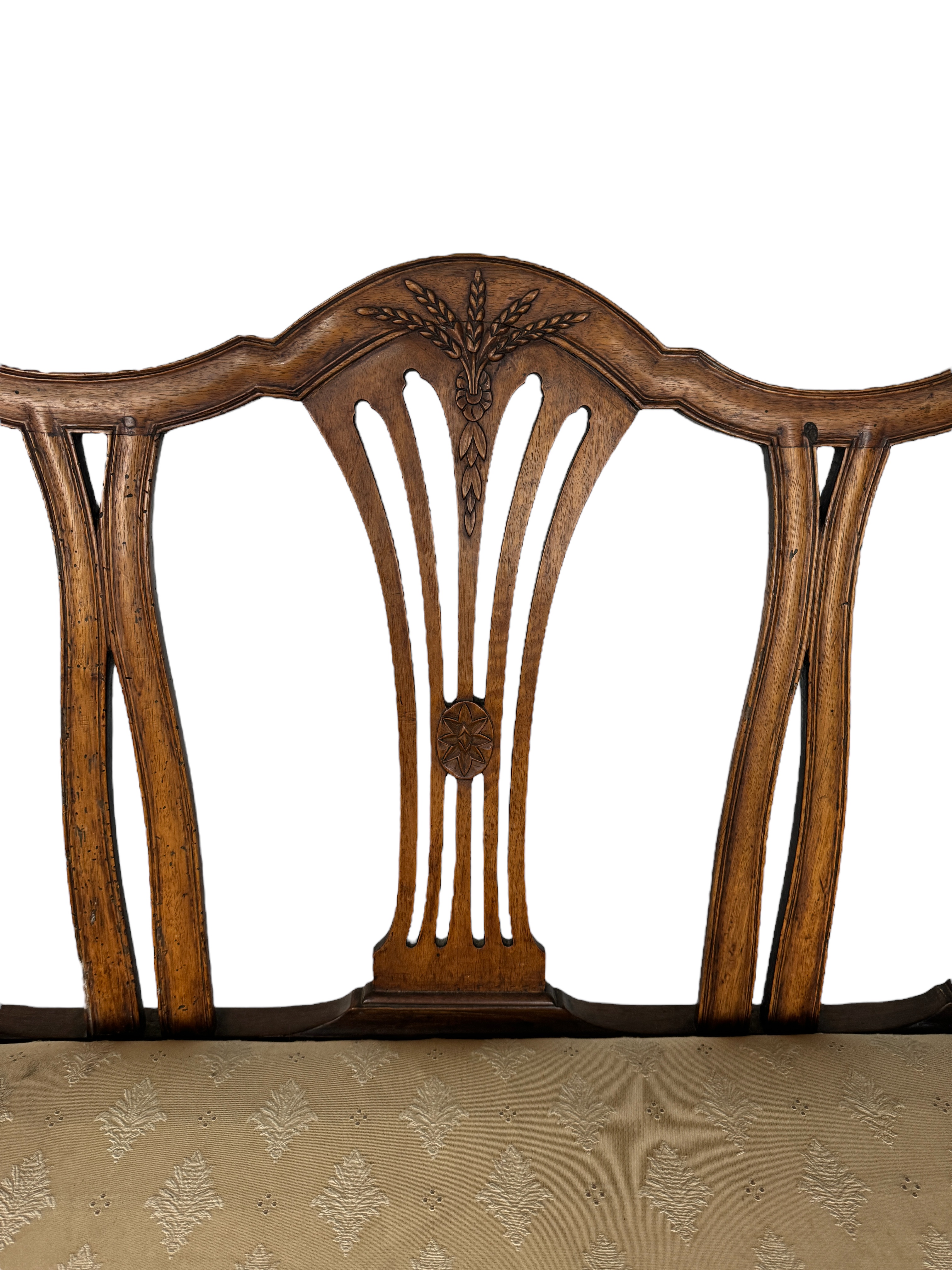 A George III mahogany quadruple chair back settee - Image 3 of 4