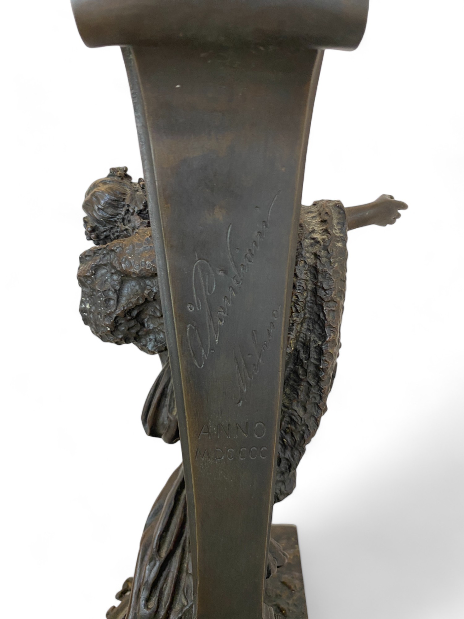 Antonio Pandiani, (Italian 1838-1928), A pair of late 19th century patinated bronze figural twin li - Image 2 of 10