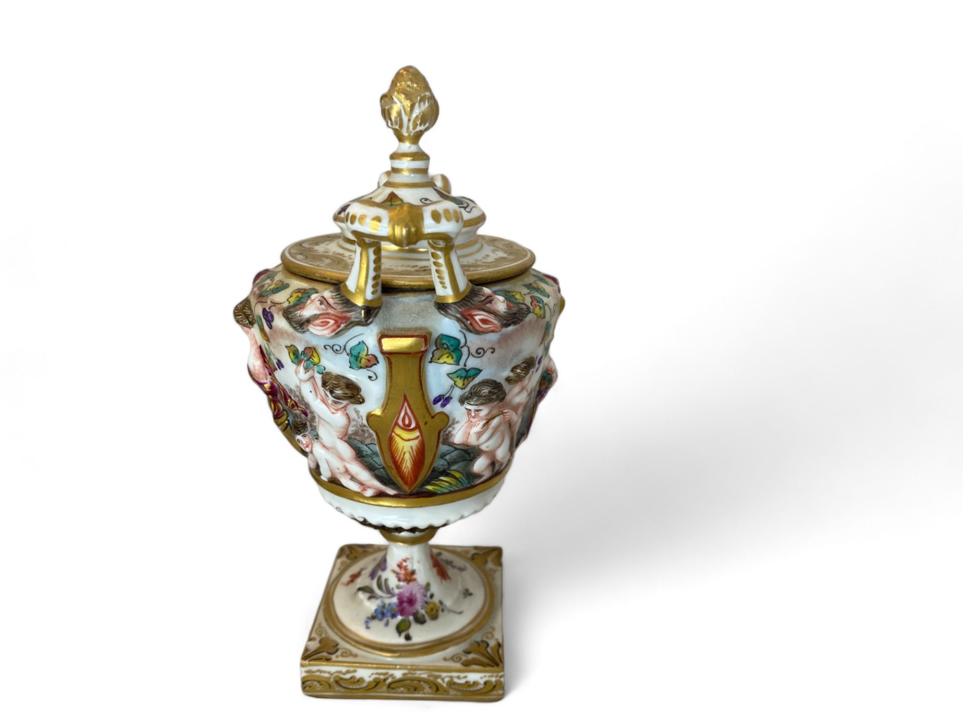 A group of Continental porcelains, including a Naples twin handled urn, a Coalbrookdale flask and tw - Image 3 of 29