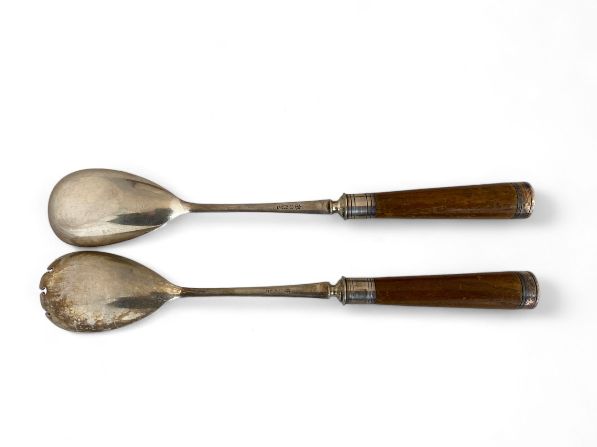 Two silver dishes, a cased set of silver child's cutlery, an early 20th century cased bone handled s - Image 13 of 16