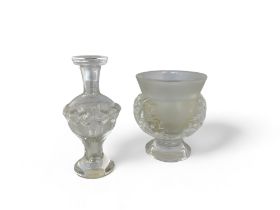 A vintage Marie-Claude Lalique Martine clear glass scent bottle and a Lalique St Cloud part satin gl