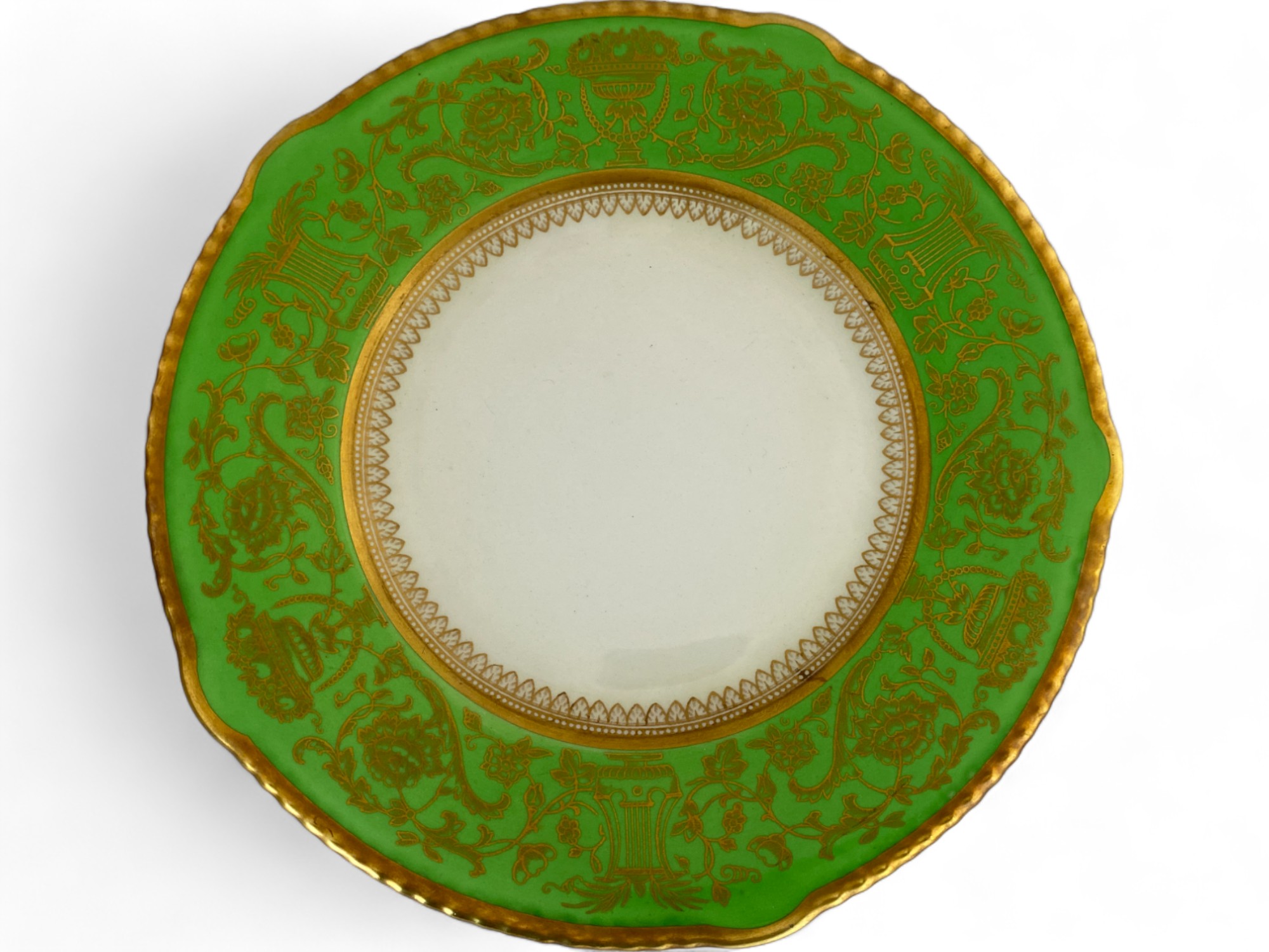 A Soho Pottery Solian ware green and gilt dessert service, a Limoges attributed tea set and a pair o - Bild 17 aus 20