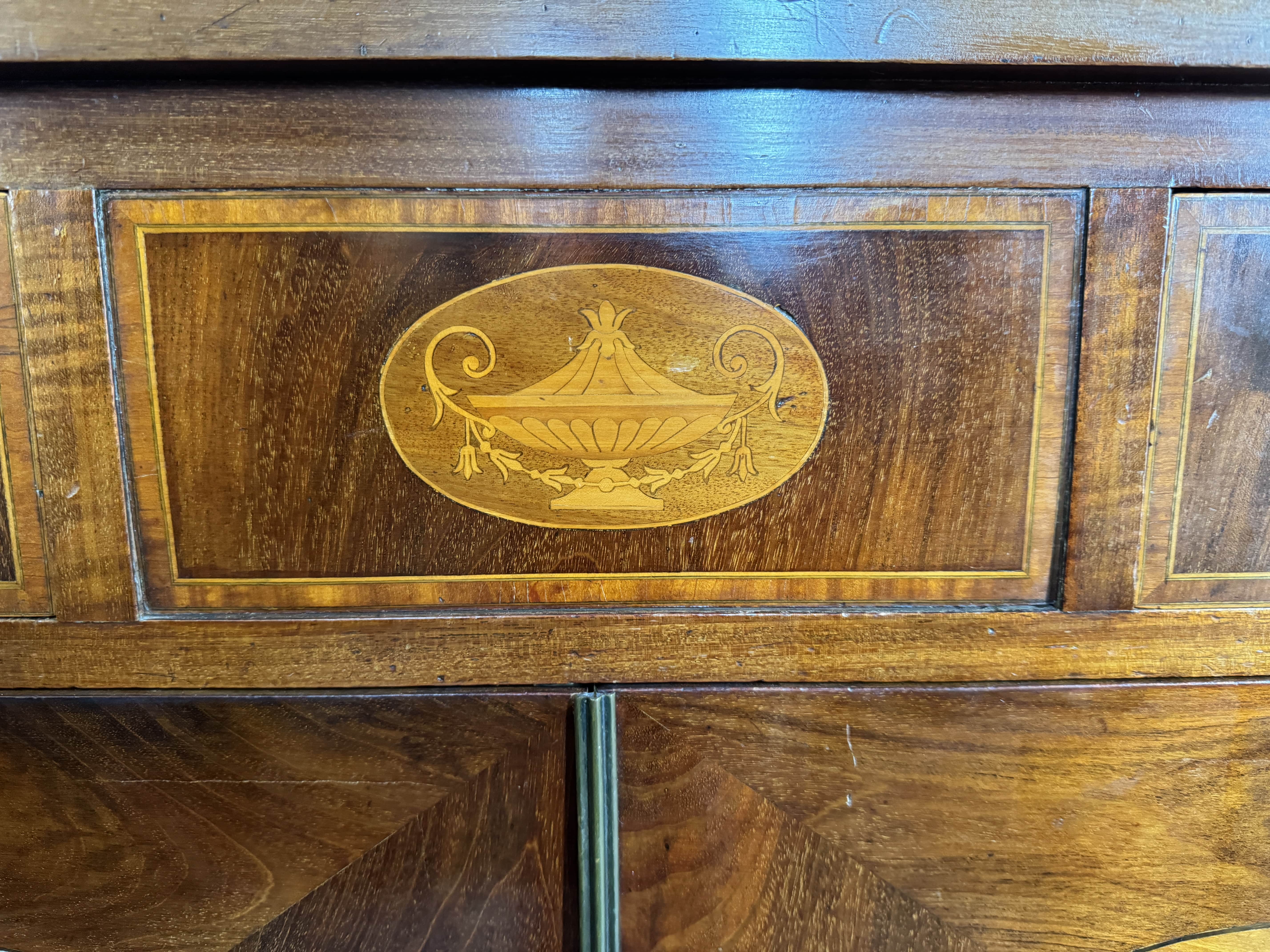 A 19th century mahogany and satinwood crossbanded marquetry sideboard in the George III style - Image 2 of 5