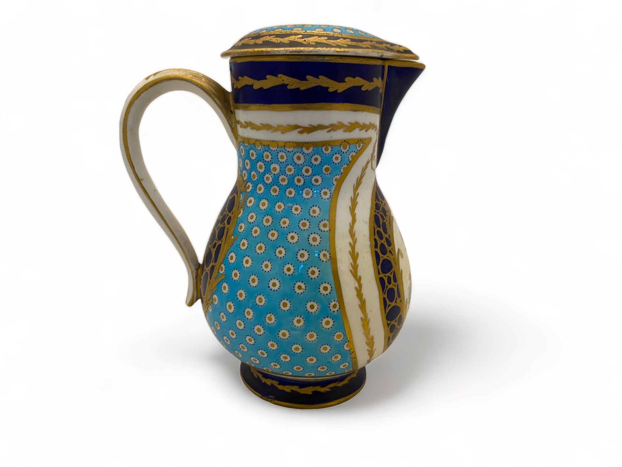 A Sèvres bleu céleste water jug and cover (pot a l'eau, fourth size), 18th century - Image 3 of 9