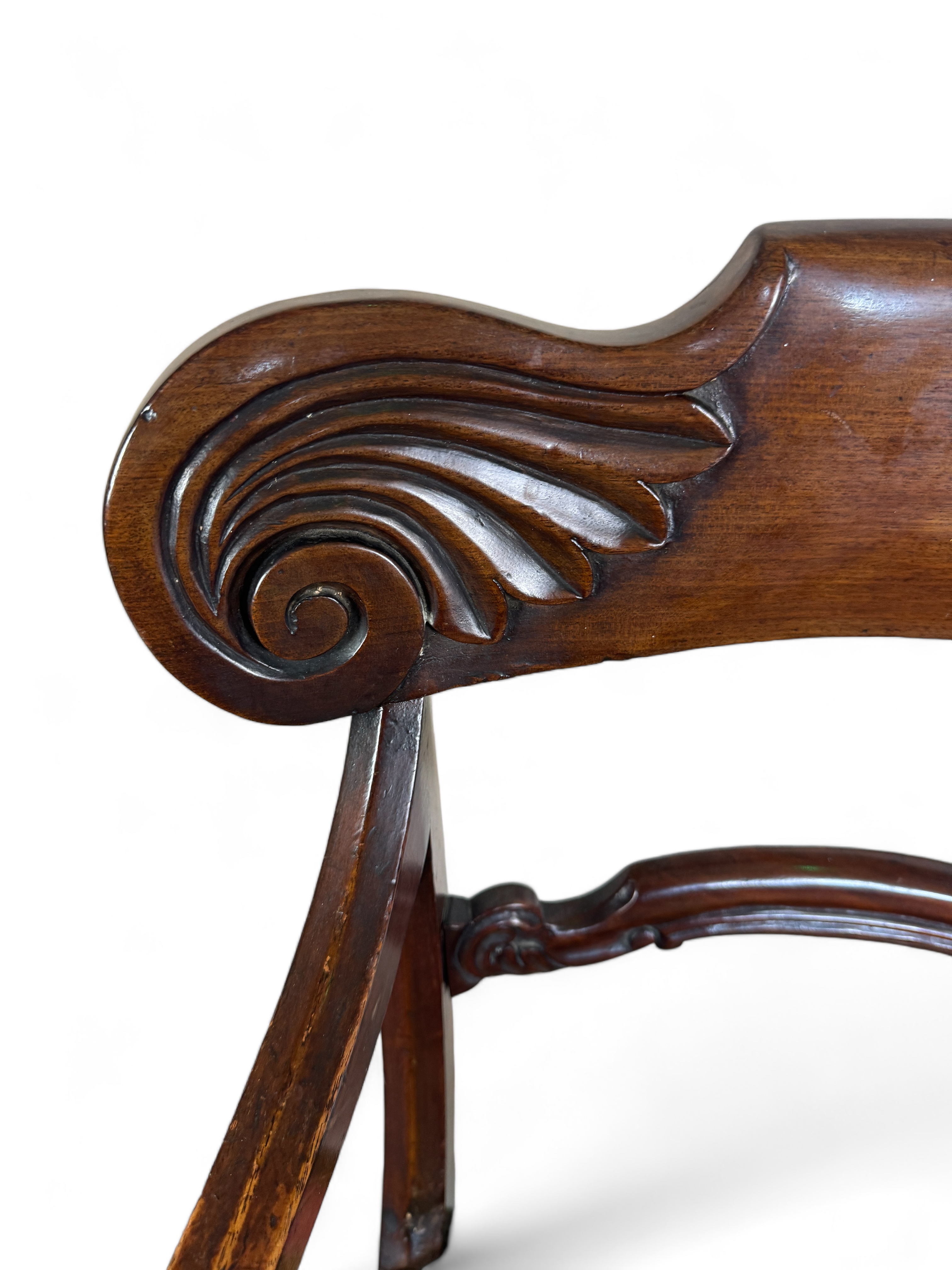 A George III Hepplewhite style mahogany open armchair together with a William IV carved mahogany ope - Image 5 of 7