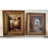 Two 19th century Continental School gilt framed oil paintings