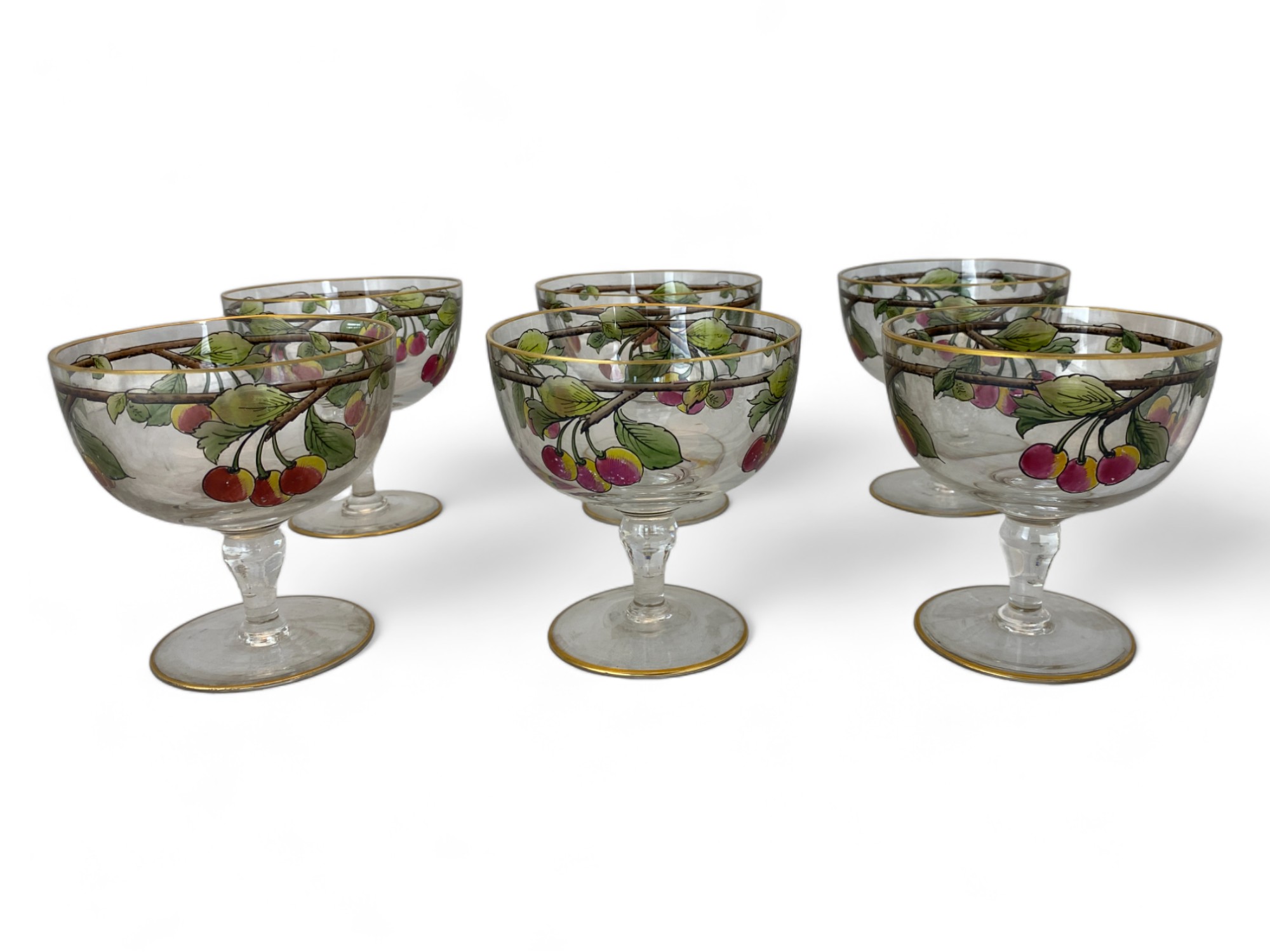 A set of six wine glasses or champagne bowls attributed to Stuart & Webb Corbett