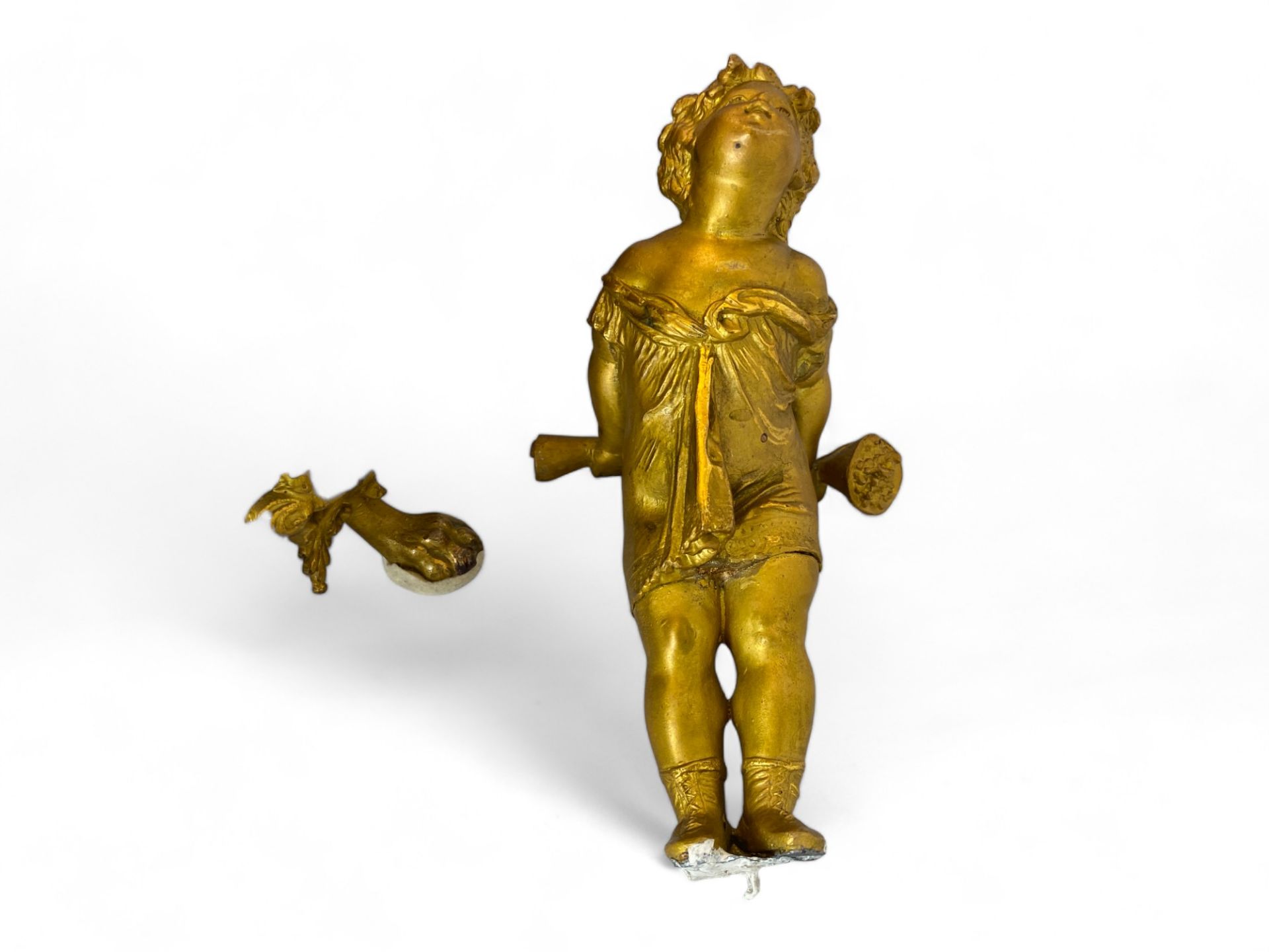 A late 19th century French gilt spelter and onyx figural mantel clock by Lecler, Jeune - Image 10 of 11