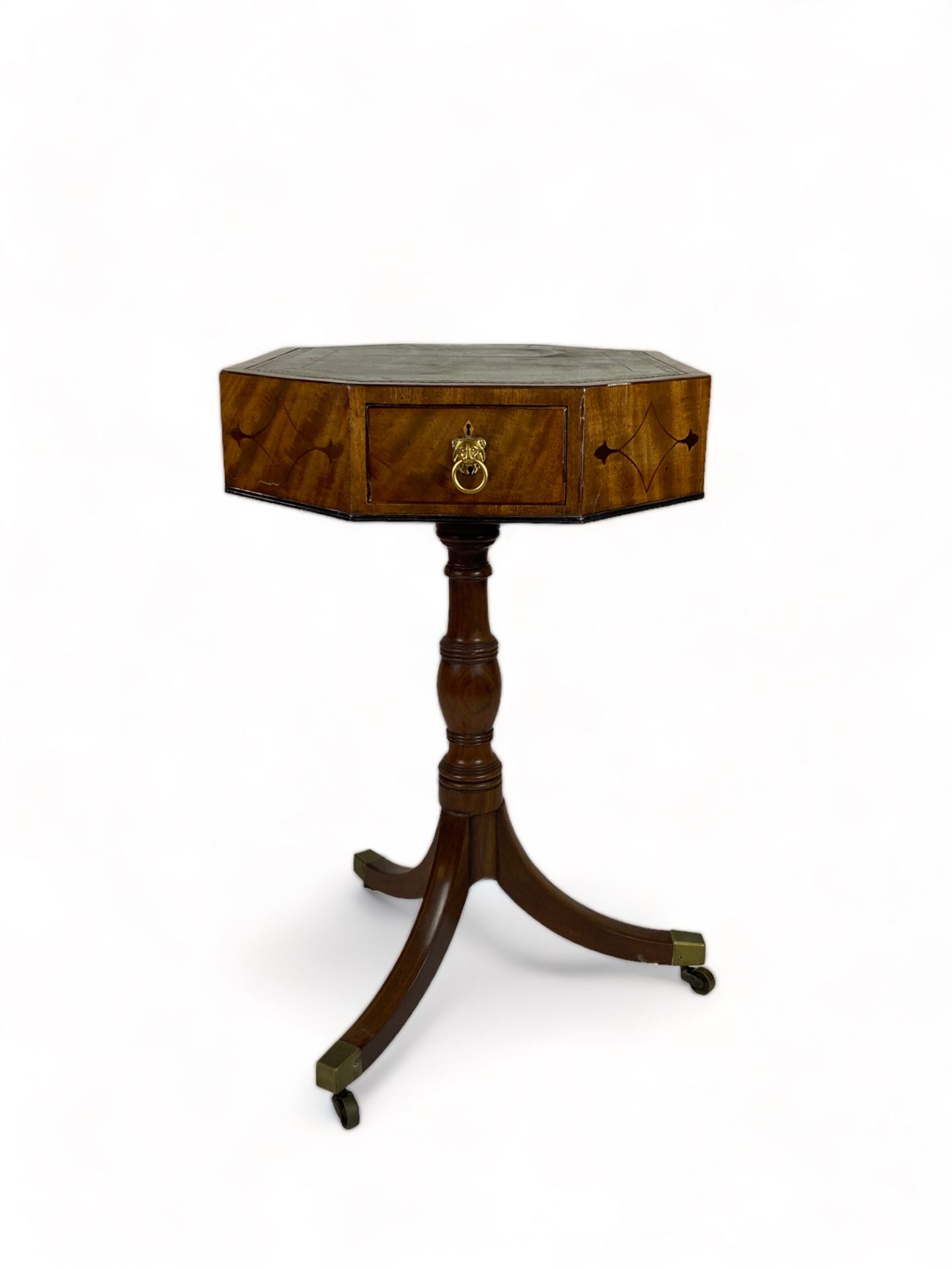A small Regency mahogany and ebony marquetry octagonal centre table - Image 7 of 21