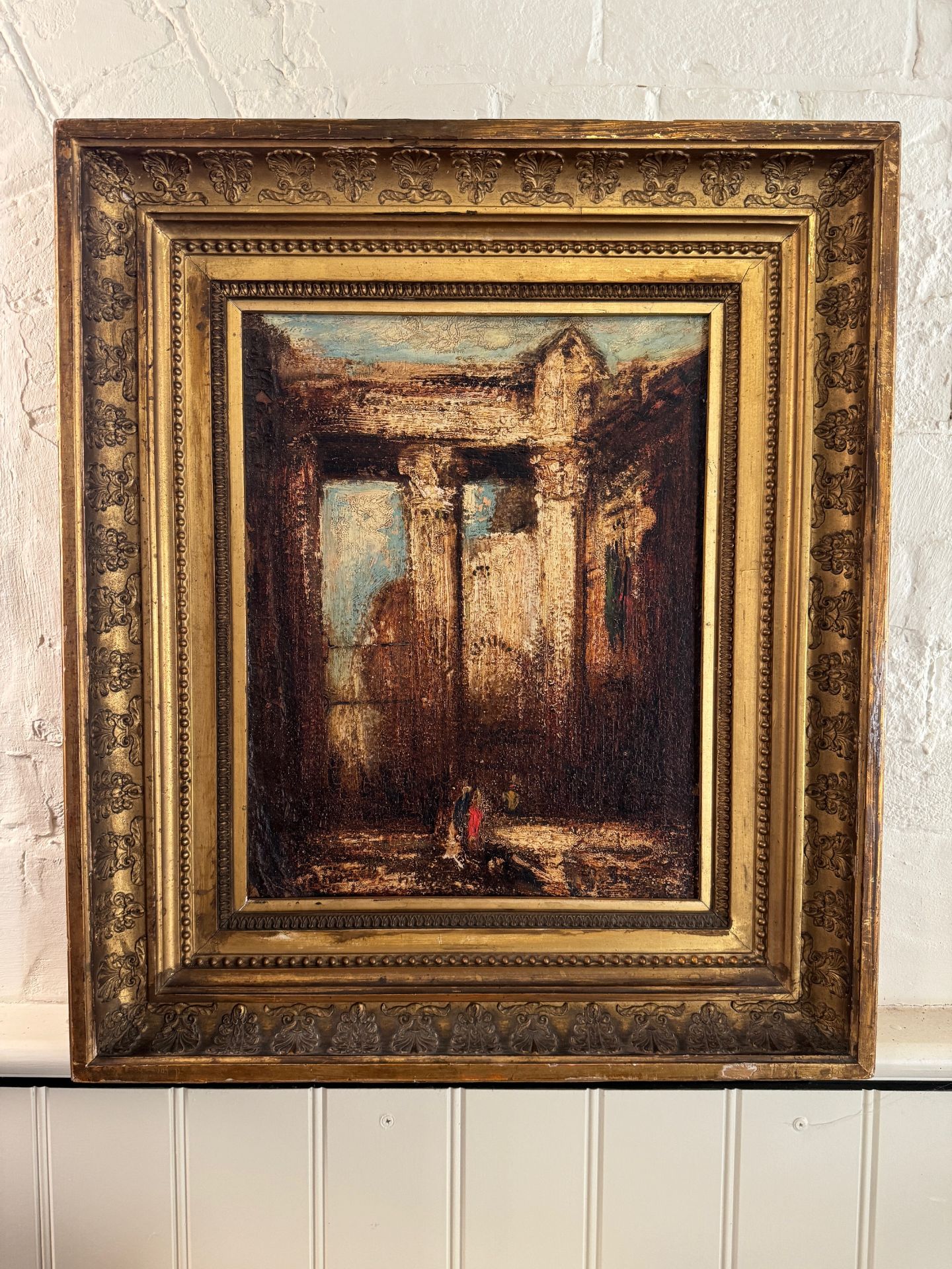 Two 19th century Continental School gilt framed oil paintings - Image 4 of 5