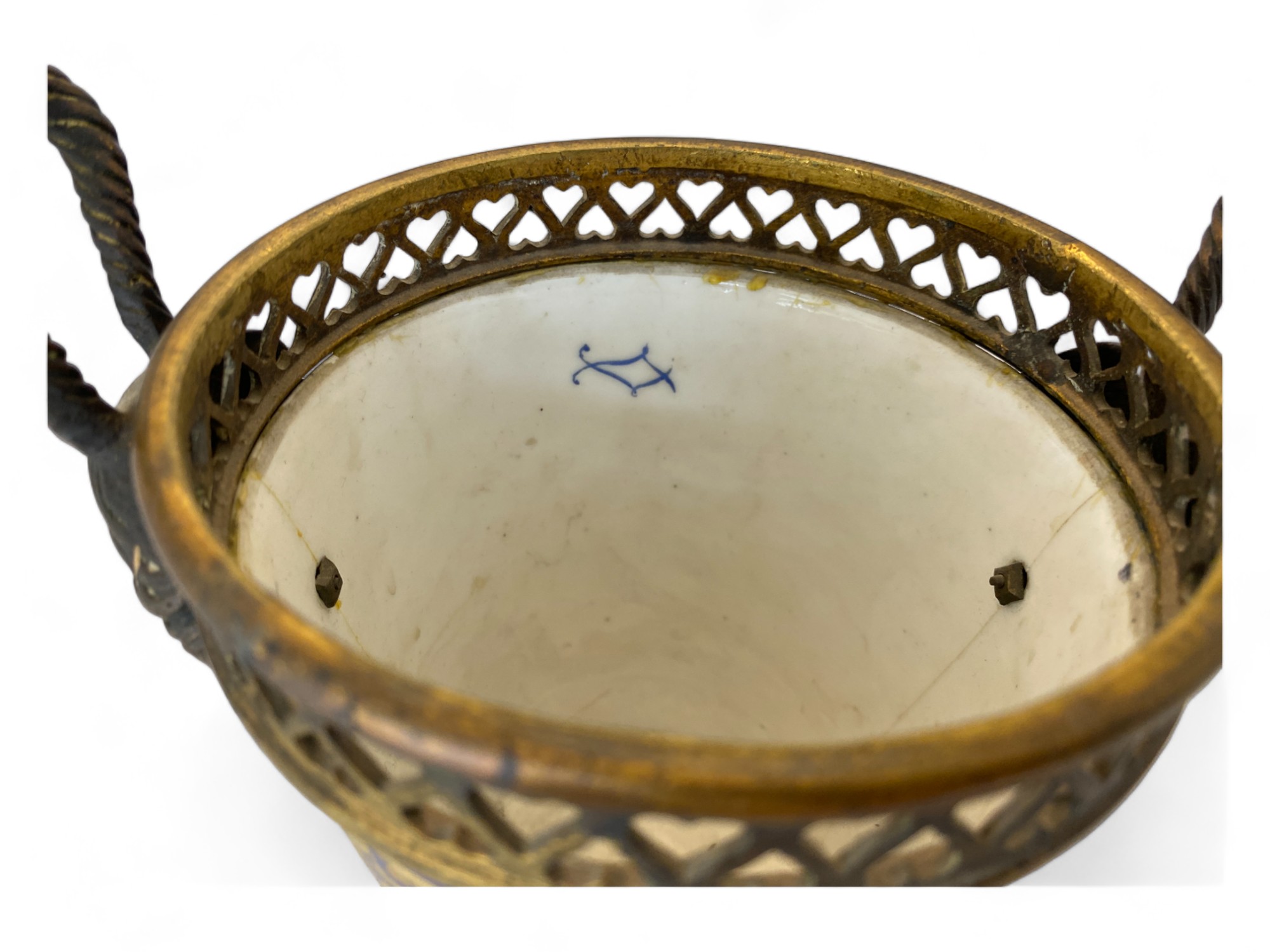 A 19th century Sèvres style porcelain and gilt bronze mounted beau bleu cup and cover - Image 9 of 10