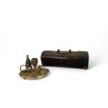 A mid 19th century French small burr walnut and cut steel decorated casket by Irlande, Palais Royal