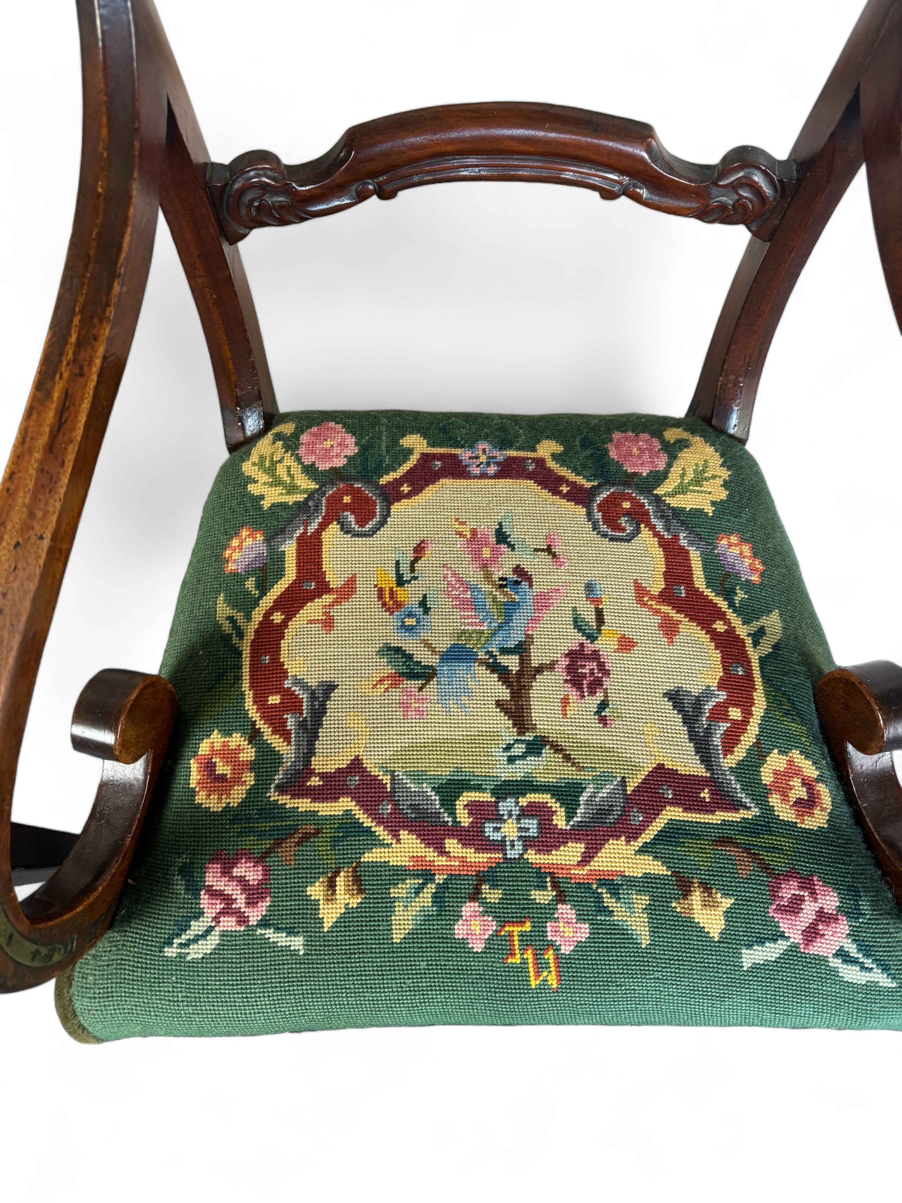 A George III Hepplewhite style mahogany open armchair together with a William IV carved mahogany ope - Image 2 of 7