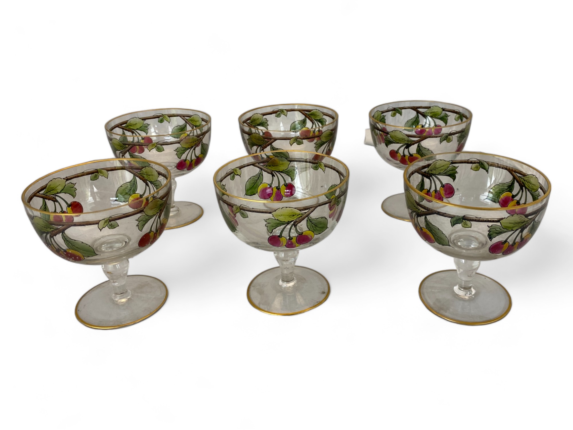 A set of six wine glasses or champagne bowls attributed to Stuart & Webb Corbett - Image 2 of 3