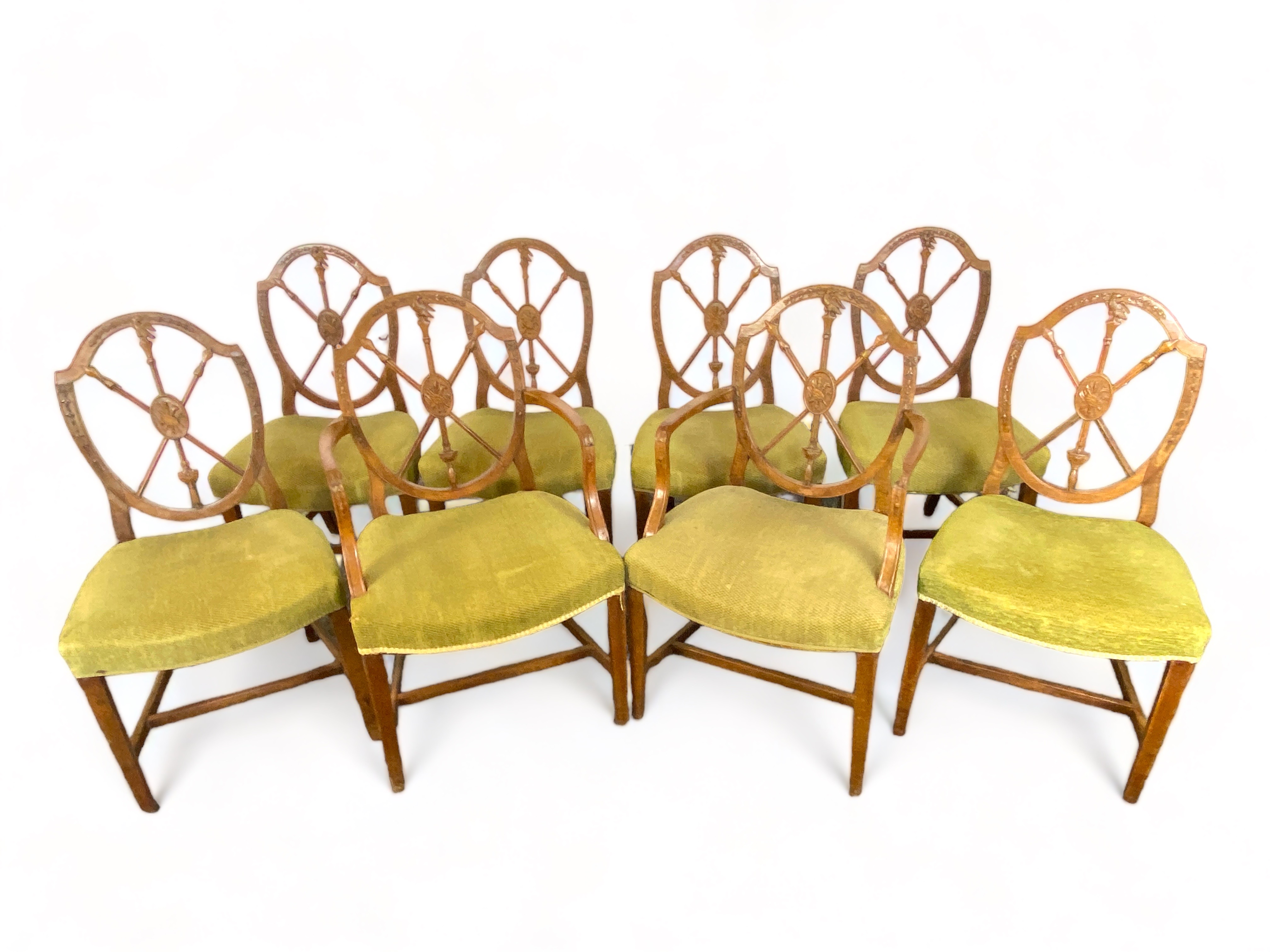 Cesinsky illustrated: A set of eight George III birch dining chairs including a pair of open armchai - Image 7 of 10