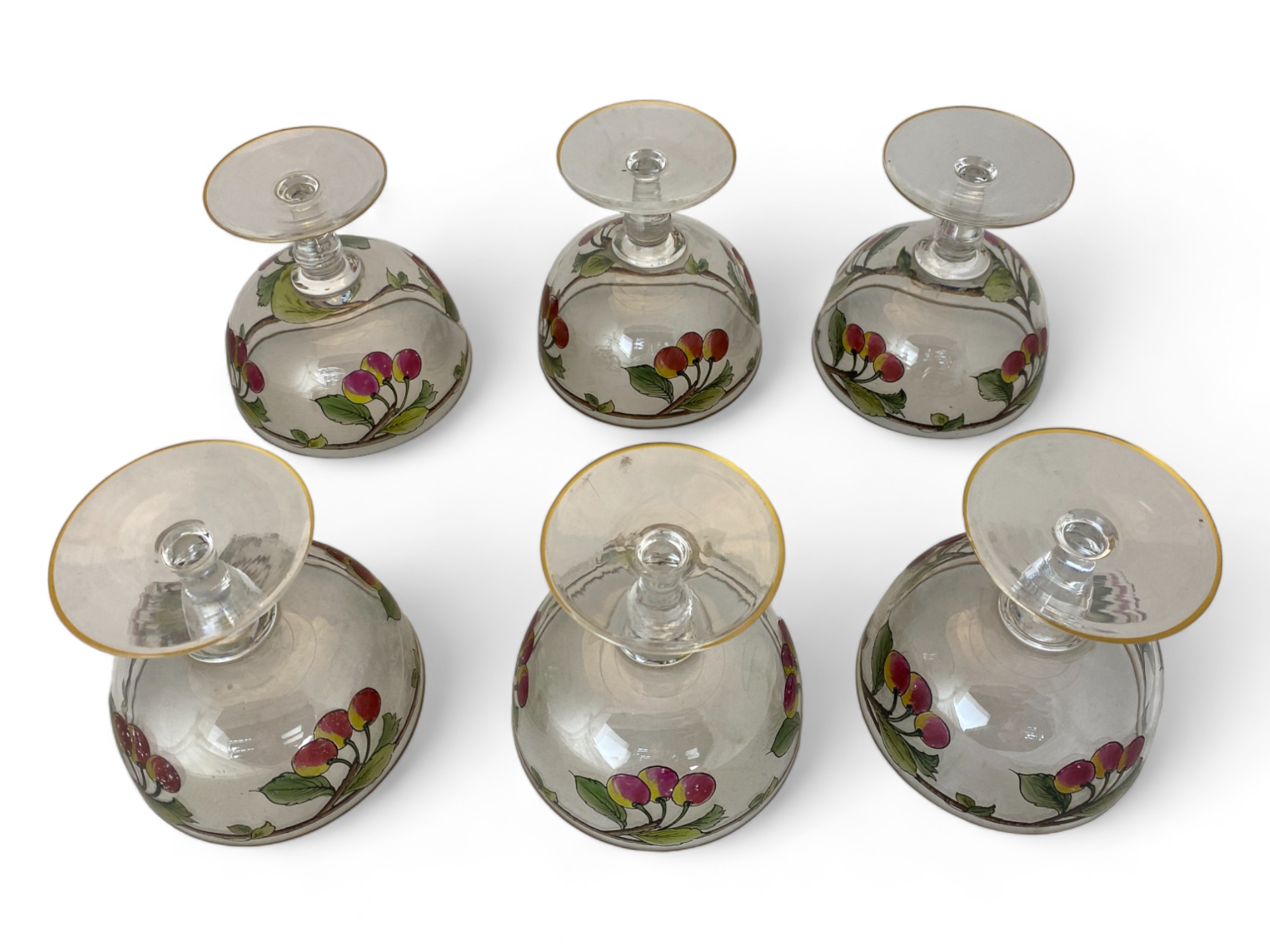 A set of six wine glasses or champagne bowls attributed to Stuart & Webb Corbett - Image 3 of 3